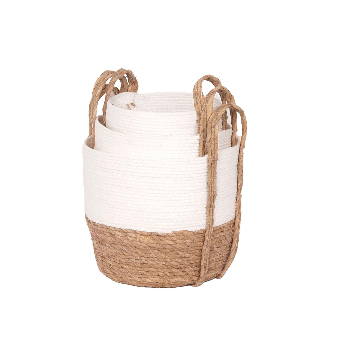 Panier naturel et blanc, 14 x 11,5" (grand)