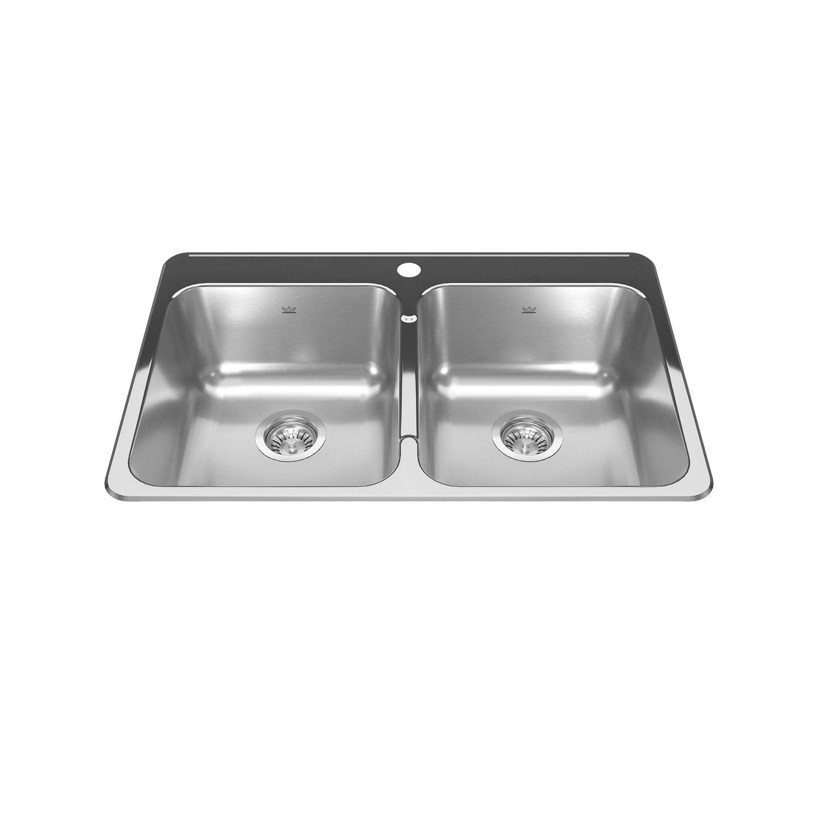 Évier de cuisine à encastrer Reginox en acier inoxydable de à 2 cuves et à 3 trous, 31,25'' x 20,5'' x 7''