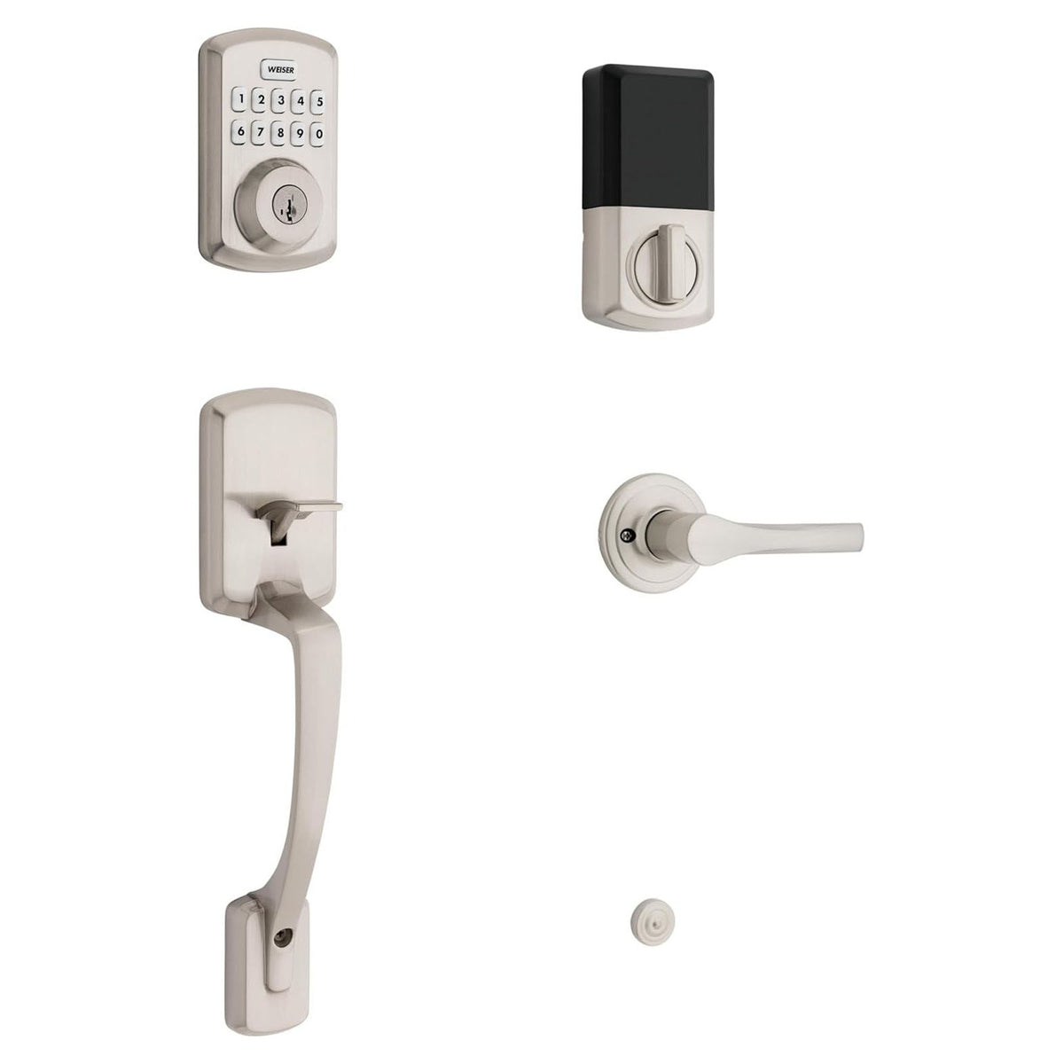 Clenche d'entrée Henley avec pêne dormant électronique Powerbolt 3, nickel satiné