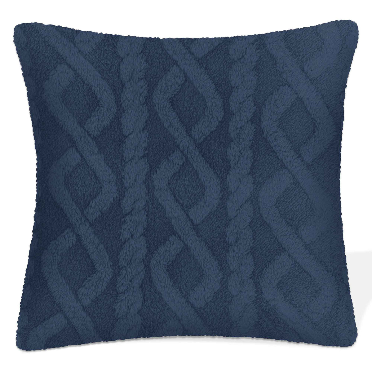 Coussin en Jacquard sherpa de 17&quot; x 17&quot;, denim foncé