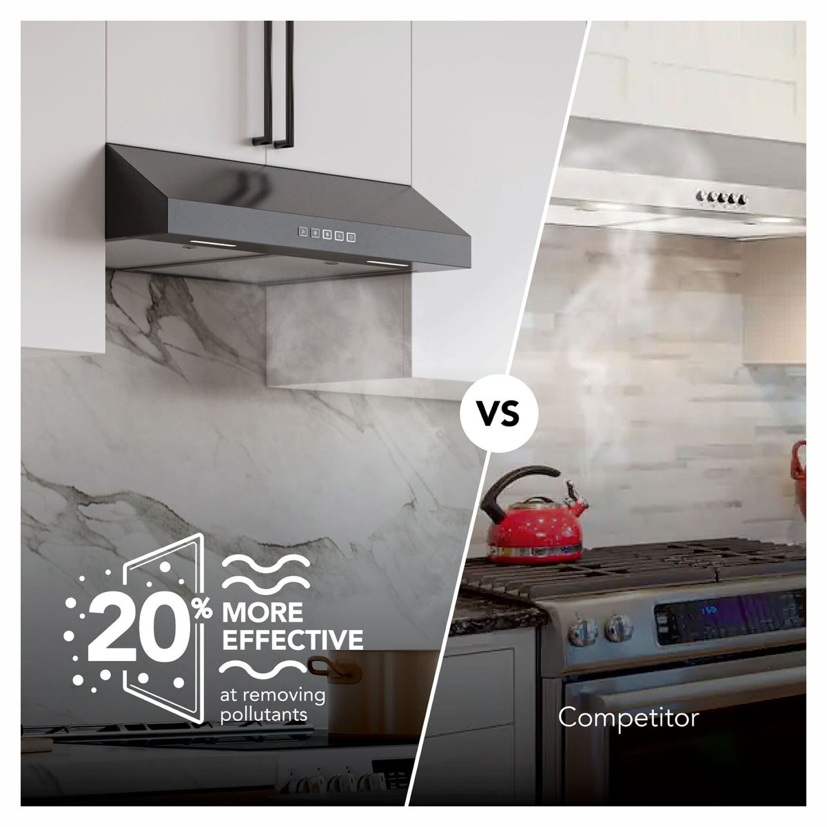 Hotte de cuisine sous-armoire Glacier de 30" avec puissance maximale de 350 pi³ / min, acier inoxydable noir