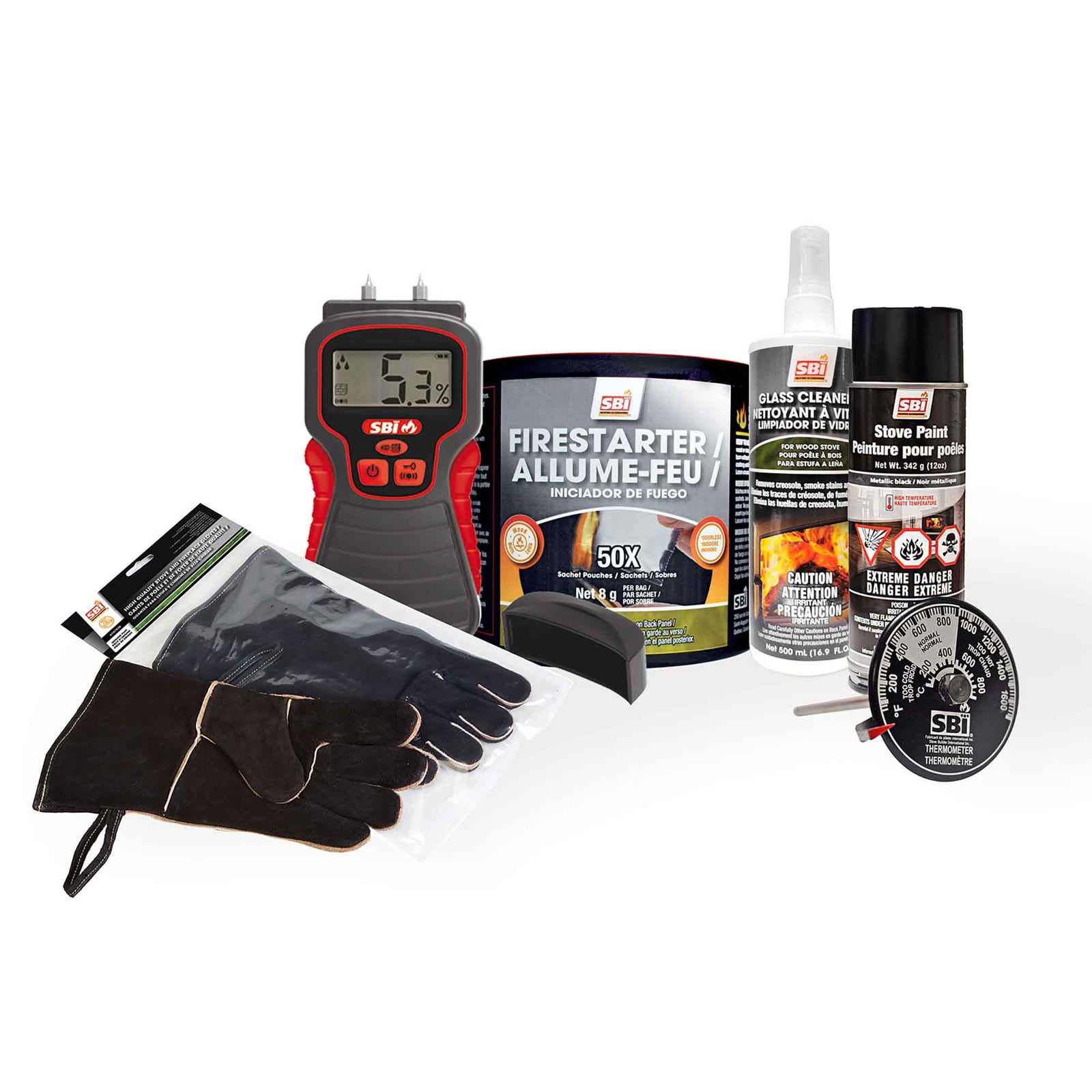 Kit de démarrage pour poêle à bois, 6 pièces