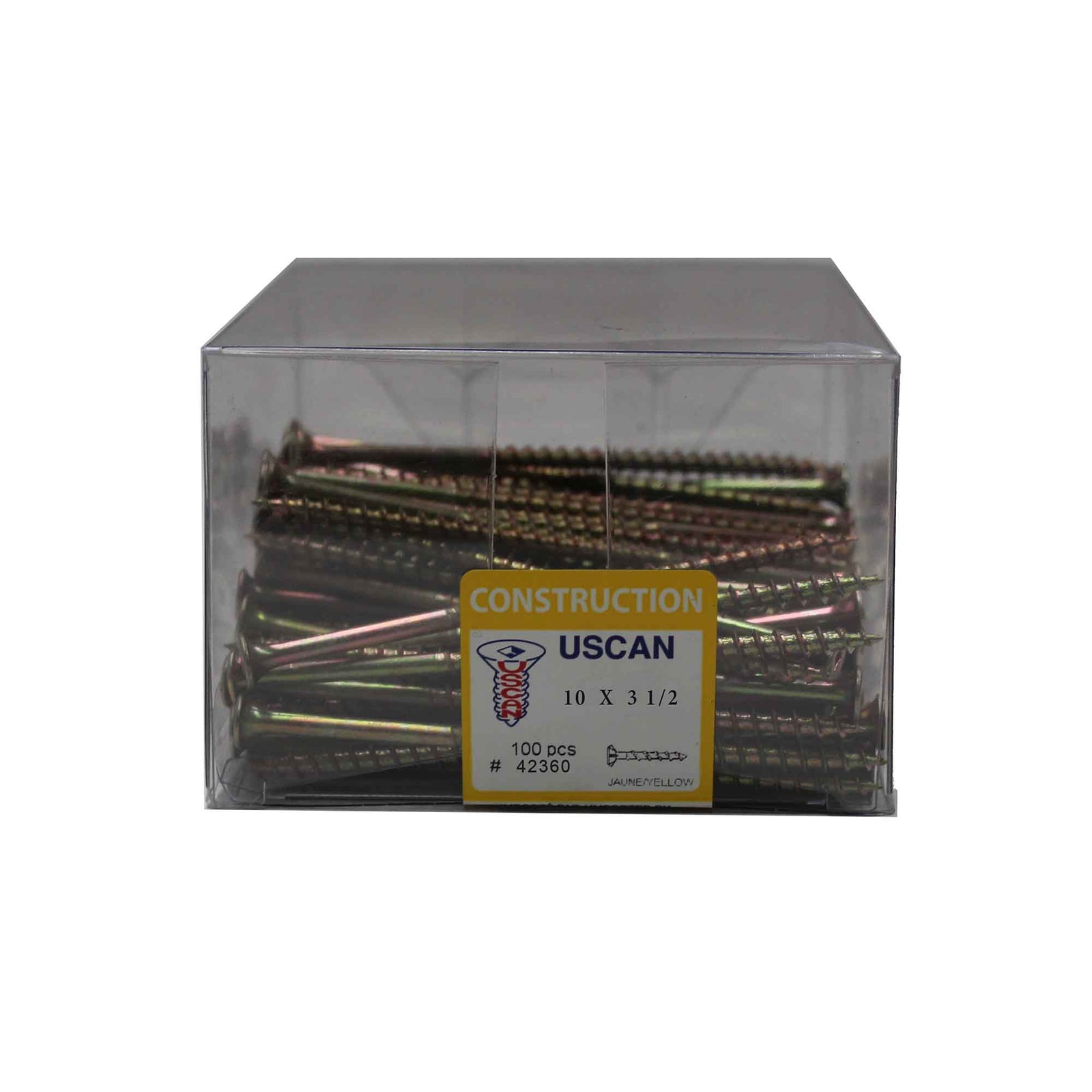 Vis à multi-usage plaquée zinc jaune, #10 x 3-1/2" (100 unités)