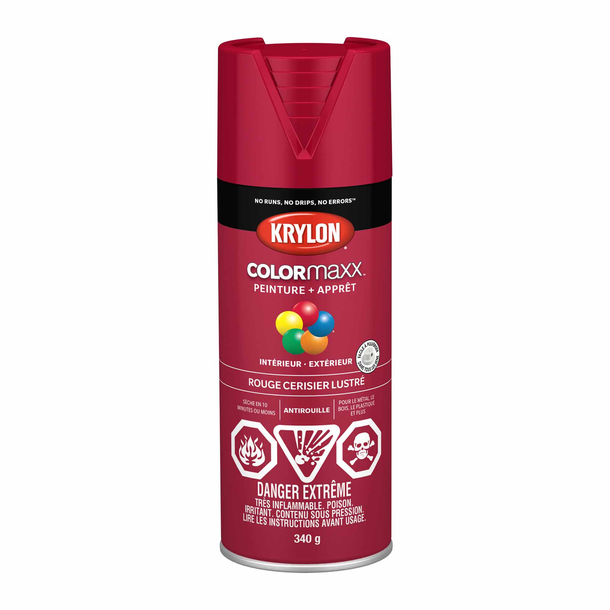 Krylon aérosol COLORMAXX peinture + apprêt rouge cerisier lustré, 340 g