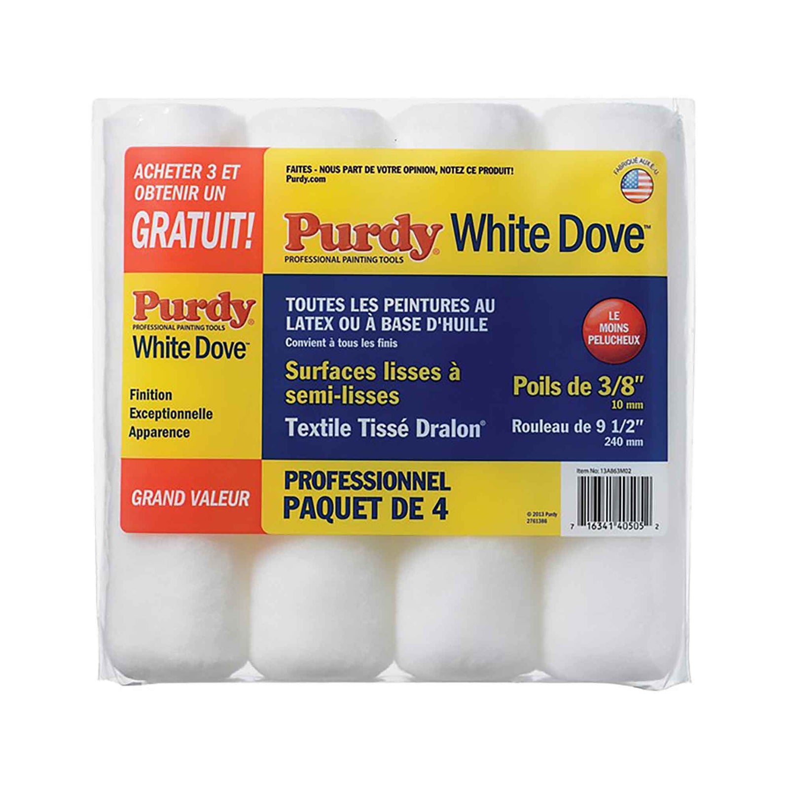 Manchon à textile tissé Dralon de 9 1/2'', 10 mm épaisseur (4 unités)