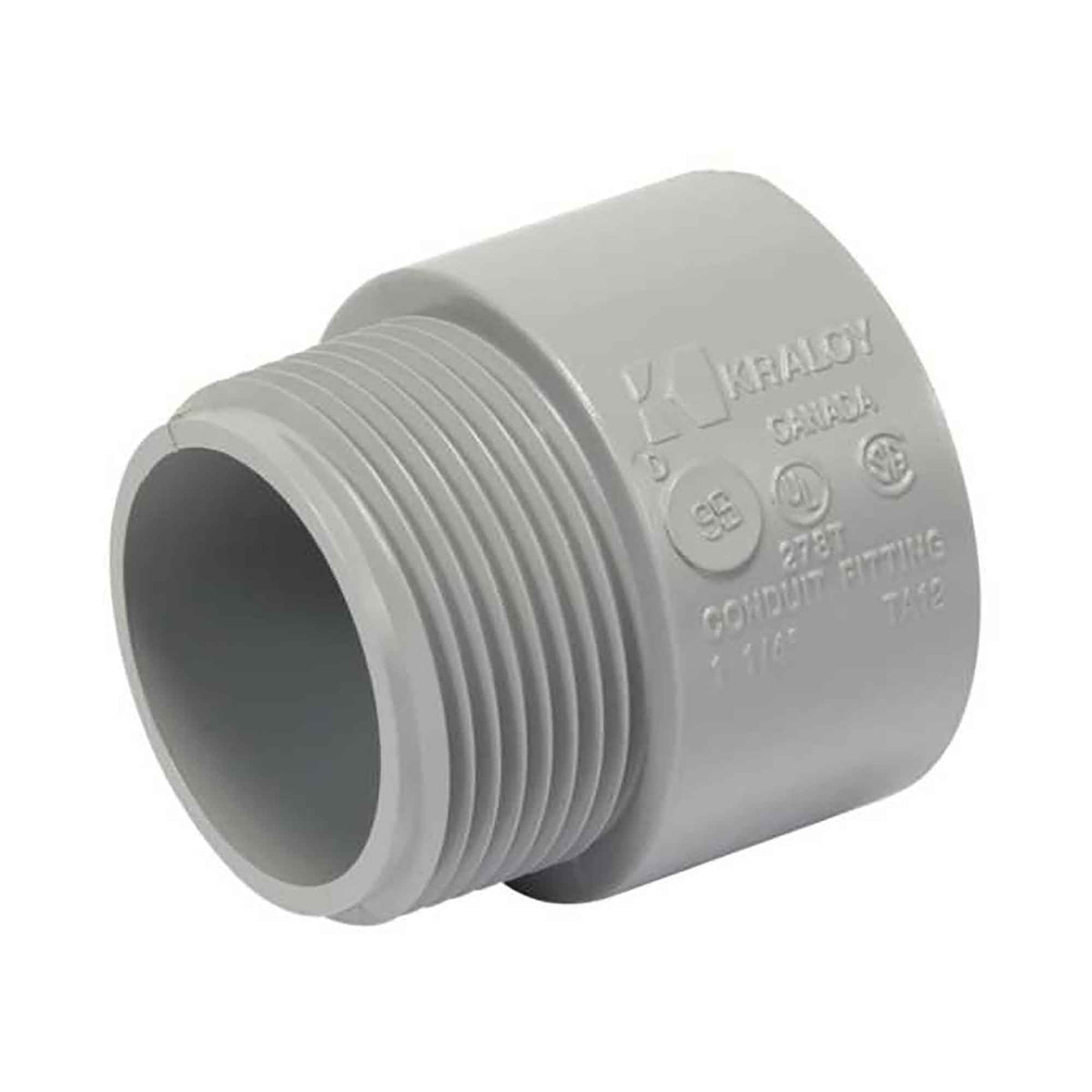 Adaptateur mâle pour conduit en PVC gris, 1-1/4&quot; 