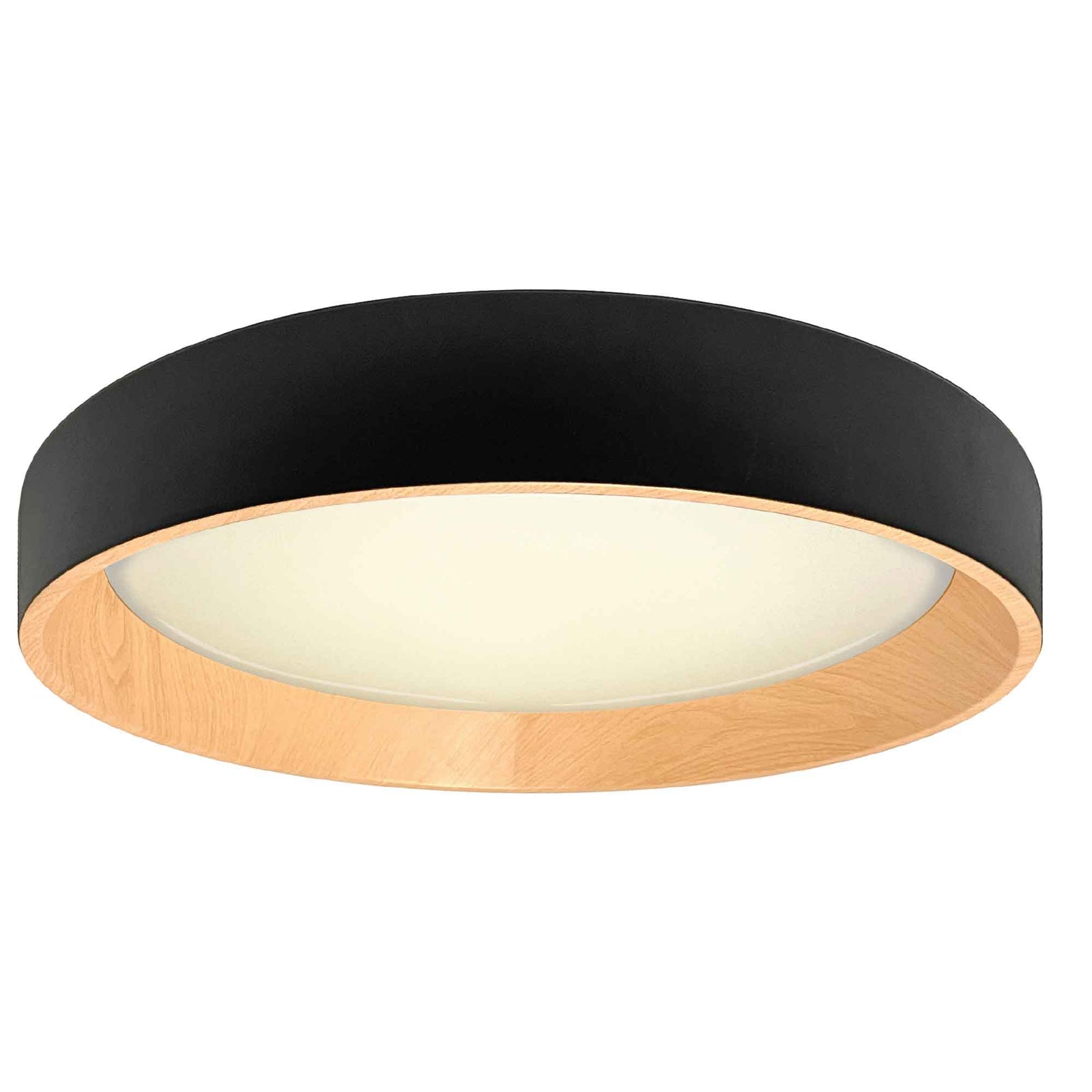 Plafonnier à DEL intégré York, noir et naturel 