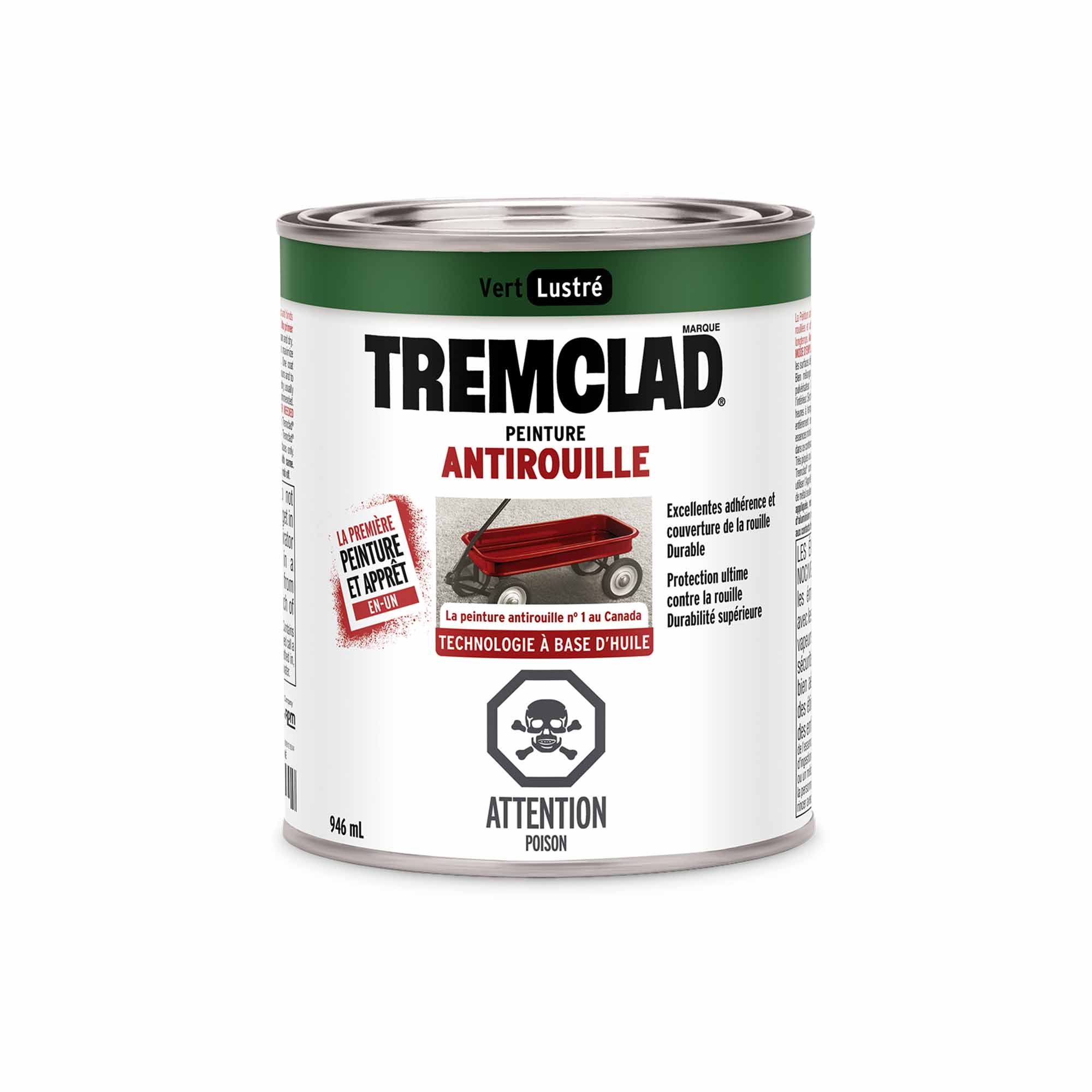 Tremclad peinture antirouille à base d'huile vert lustré, 946 ml