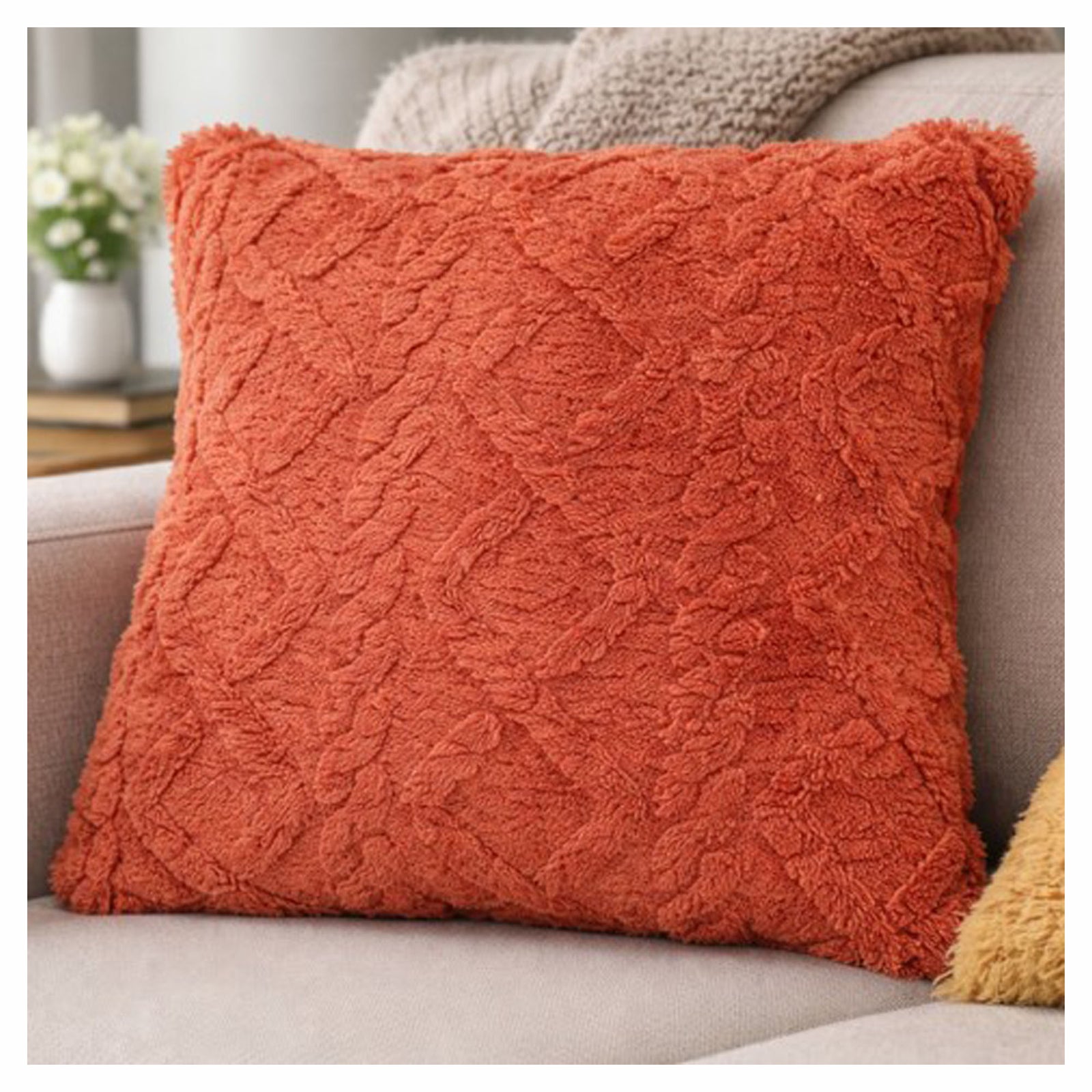 Coussin décoratif texturé, 18'' x 18'' (orange brûlé)