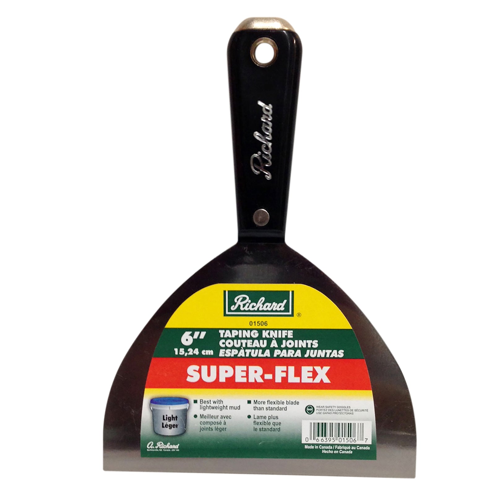 Couteau à joints avec tête en acier, lame au carbone super-flexible, 6" (15,24 cm)