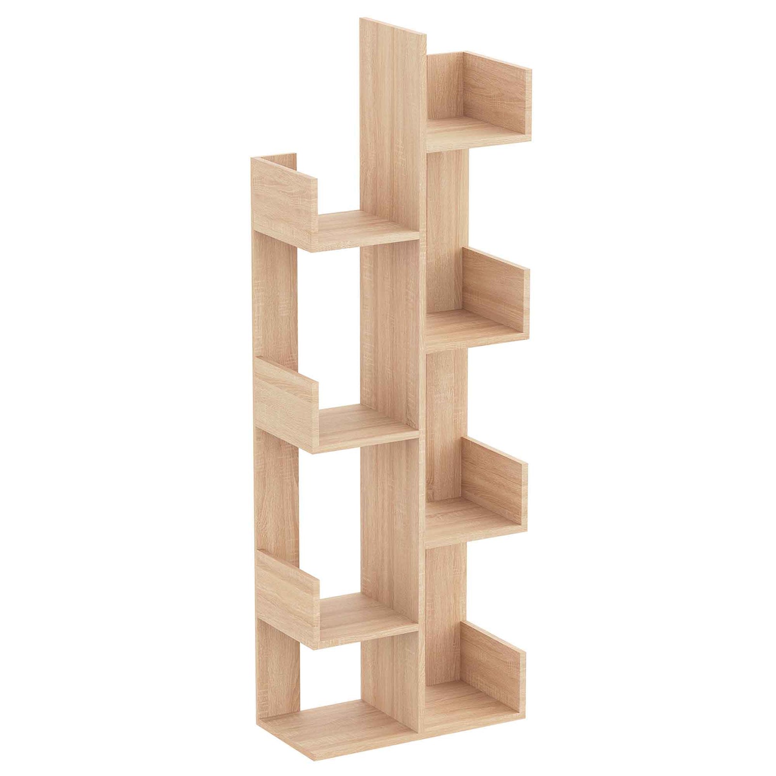 Étagère d'aspect chêne à 8 tablettes, 20'' x 9-1/2'' x 56-1/2''