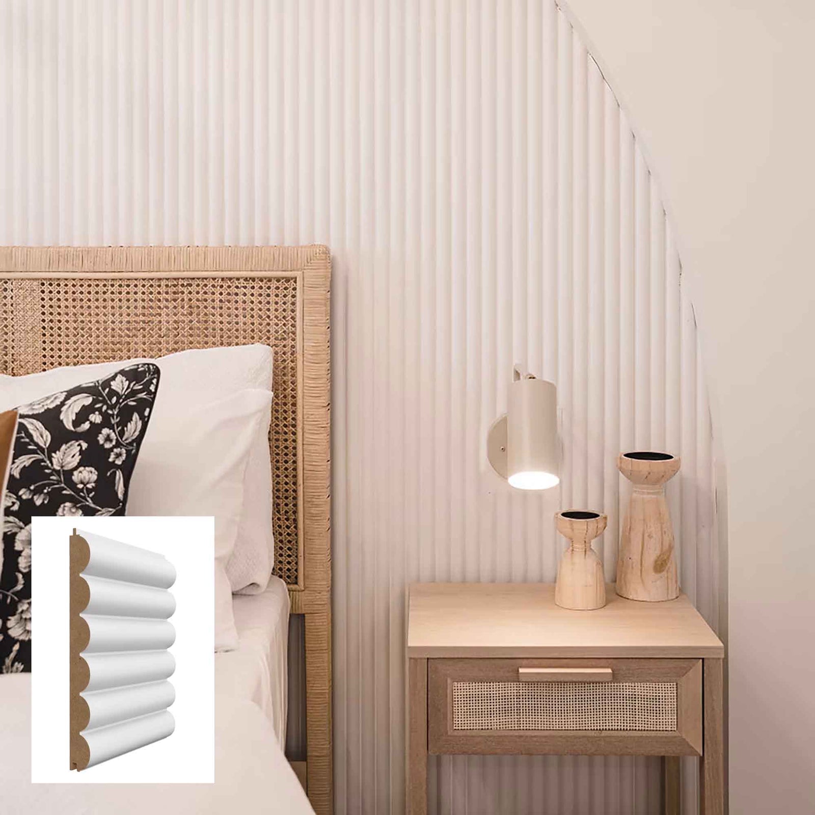 Lambris mural Dame-S en fibre de bois prépeint blanc de 8' x 6-11/16" x 3/4", 2 unités