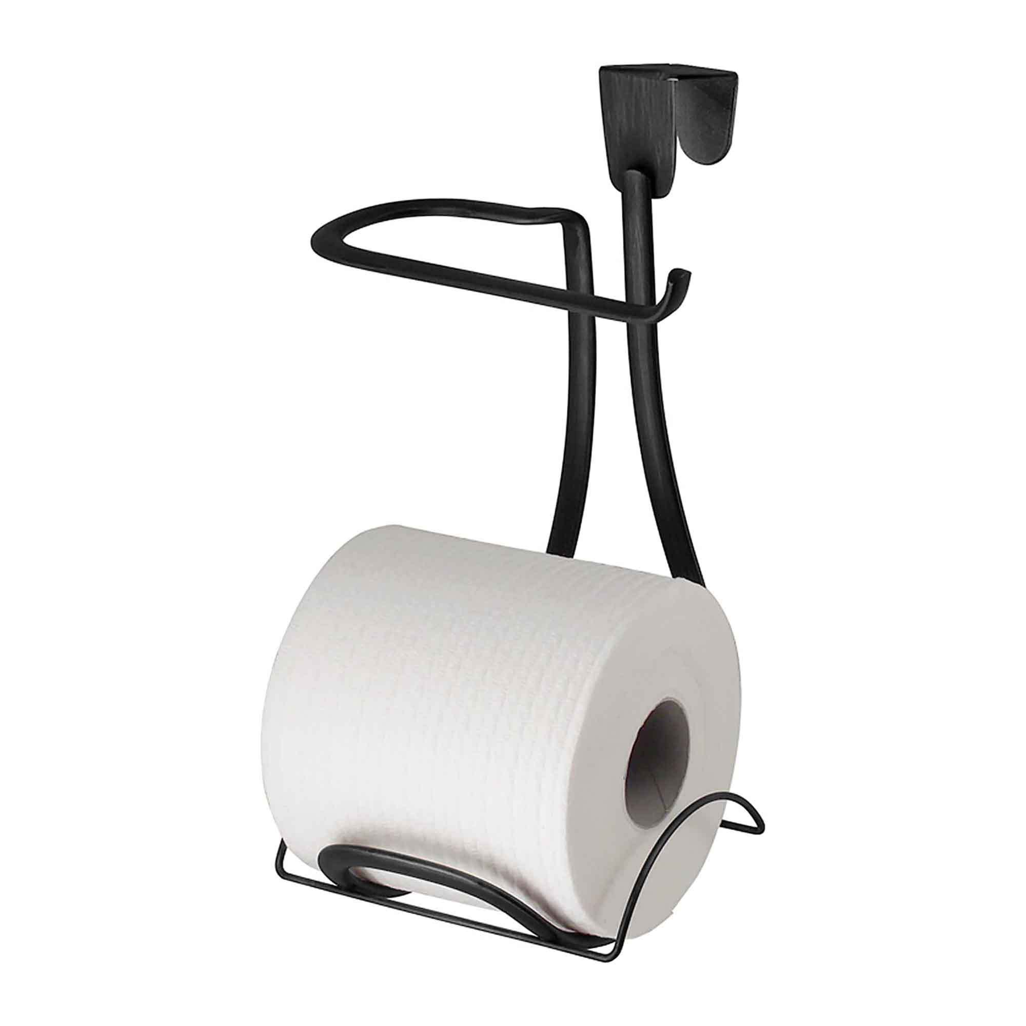 Porte-papier hygiénique double pour réservoir de toilette, noir