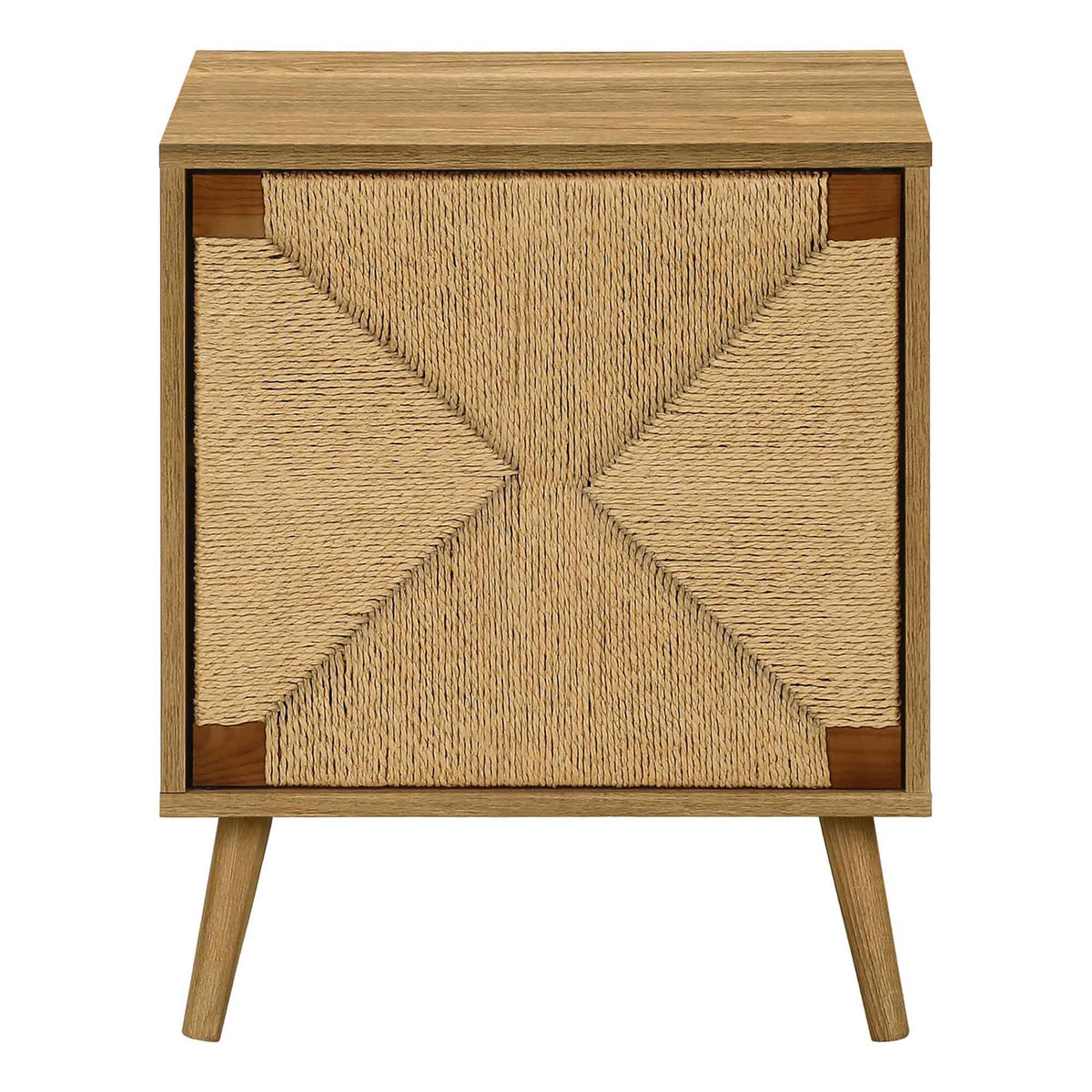 Table d'appoint en stratifié noyer herbes de mer naturelles à 1 porte, 19'' x 15,5'' x 23,25''