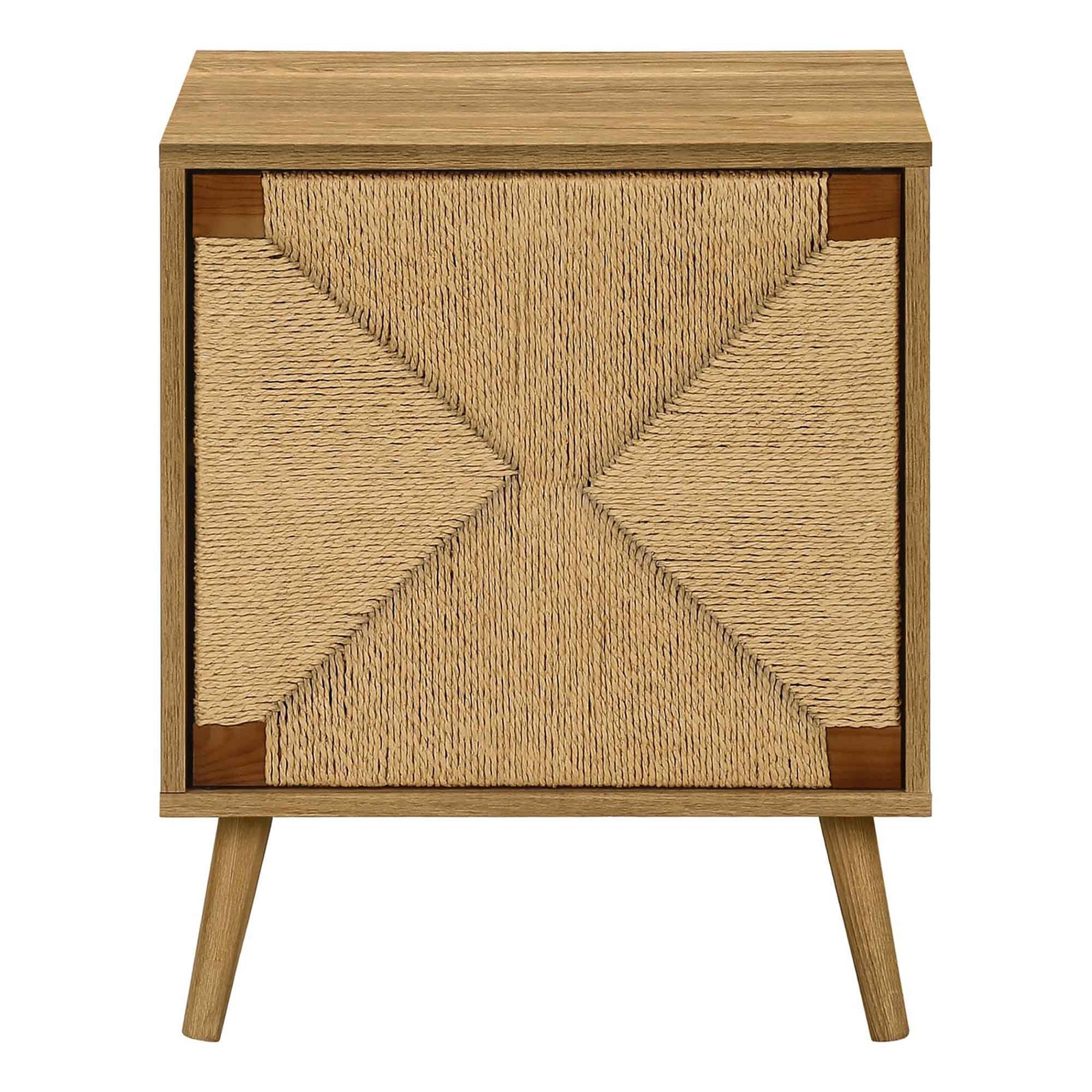 Table d'appoint en stratifié noyer herbes de mer naturelles à 1 porte, 19'' x 15,5'' x 23,25''