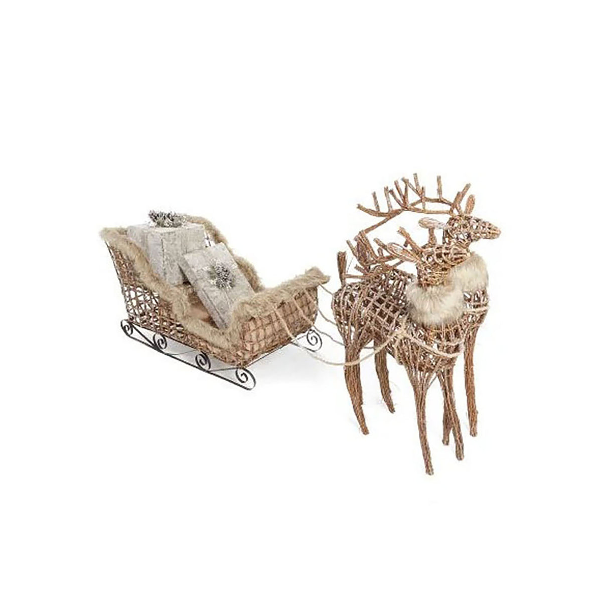 Rennes avec traîneau en vignes avec fourrure, 27,5'' x 45''