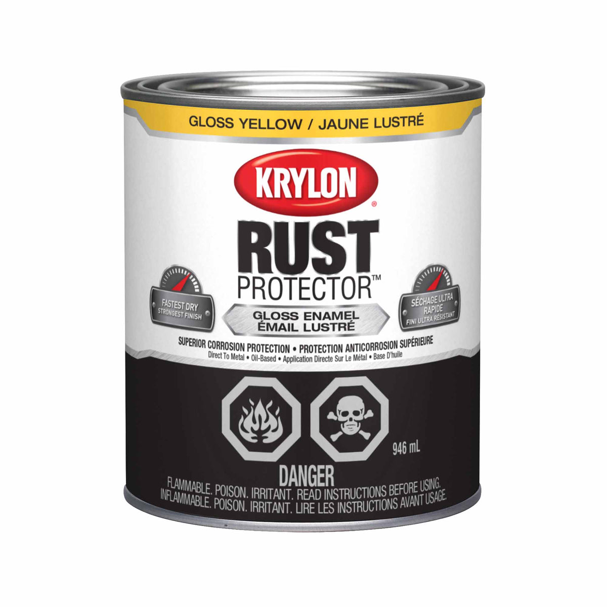 Krylon Rust Protector émail lustré jaune, 946 ml