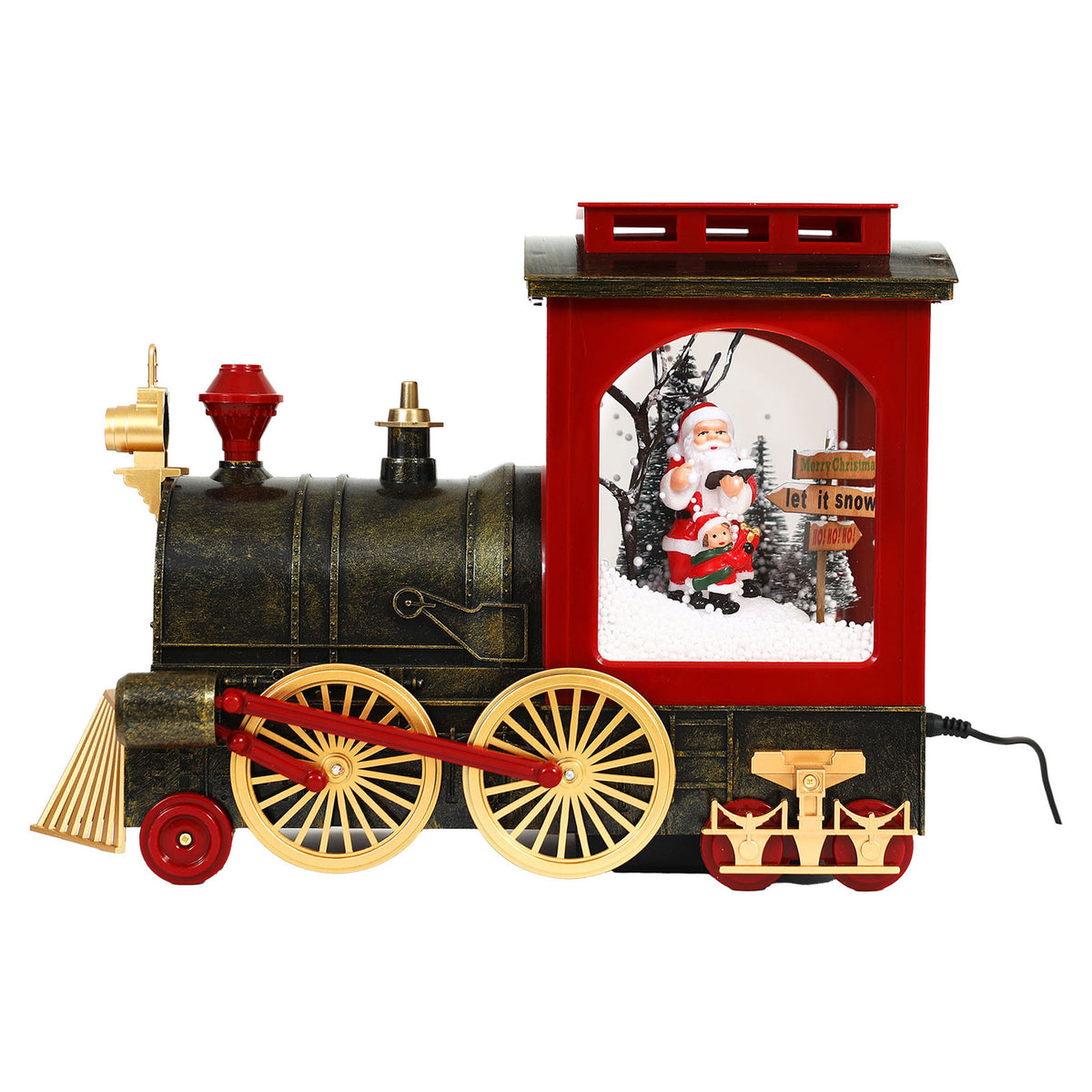 Train rétro sur roue mobile avec père Noël et enfant, 9" 