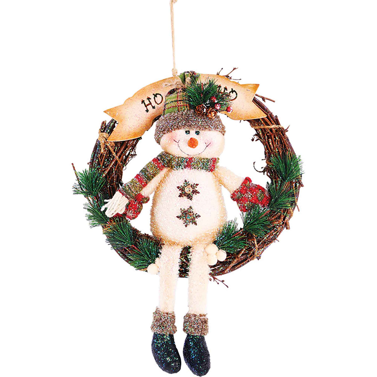 Couronne bonhomme de neige avec paillettes, 53 cm  