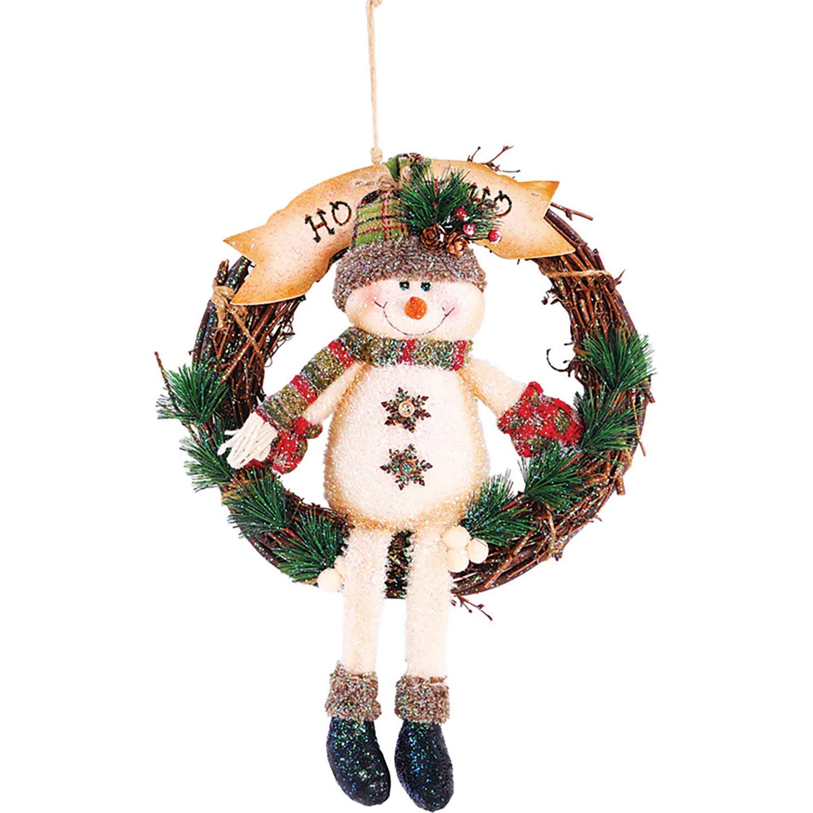 Couronne bonhomme de neige avec paillettes, 53 cm  