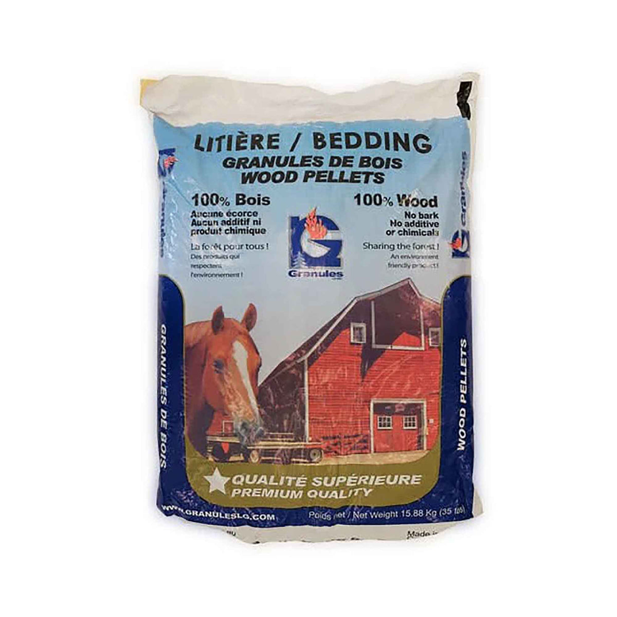 Litière équestre de granules de bois, 15,88 kg