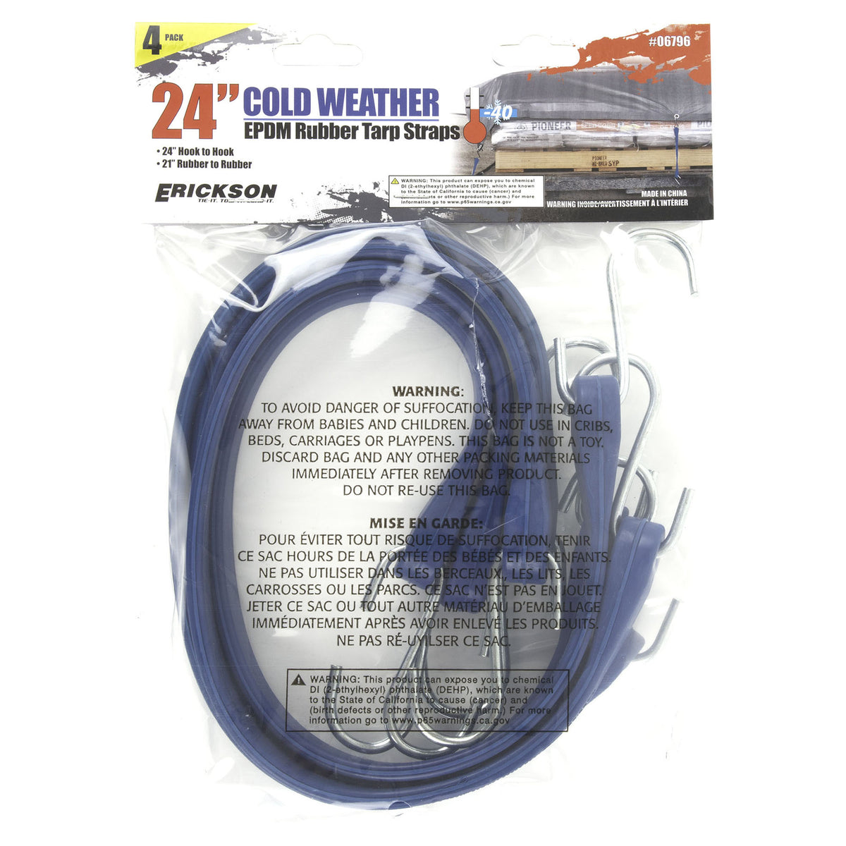 Sangle industrielle en caoutchouc EPDM bleu pour temps froid -40 °C, 24" (4 unités)