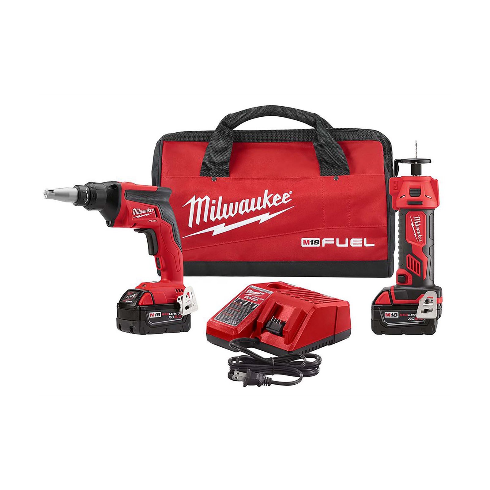 Ensemble compact d'un pistolet à vis pour cloisons sèches avec outil de découpe Milwaukee