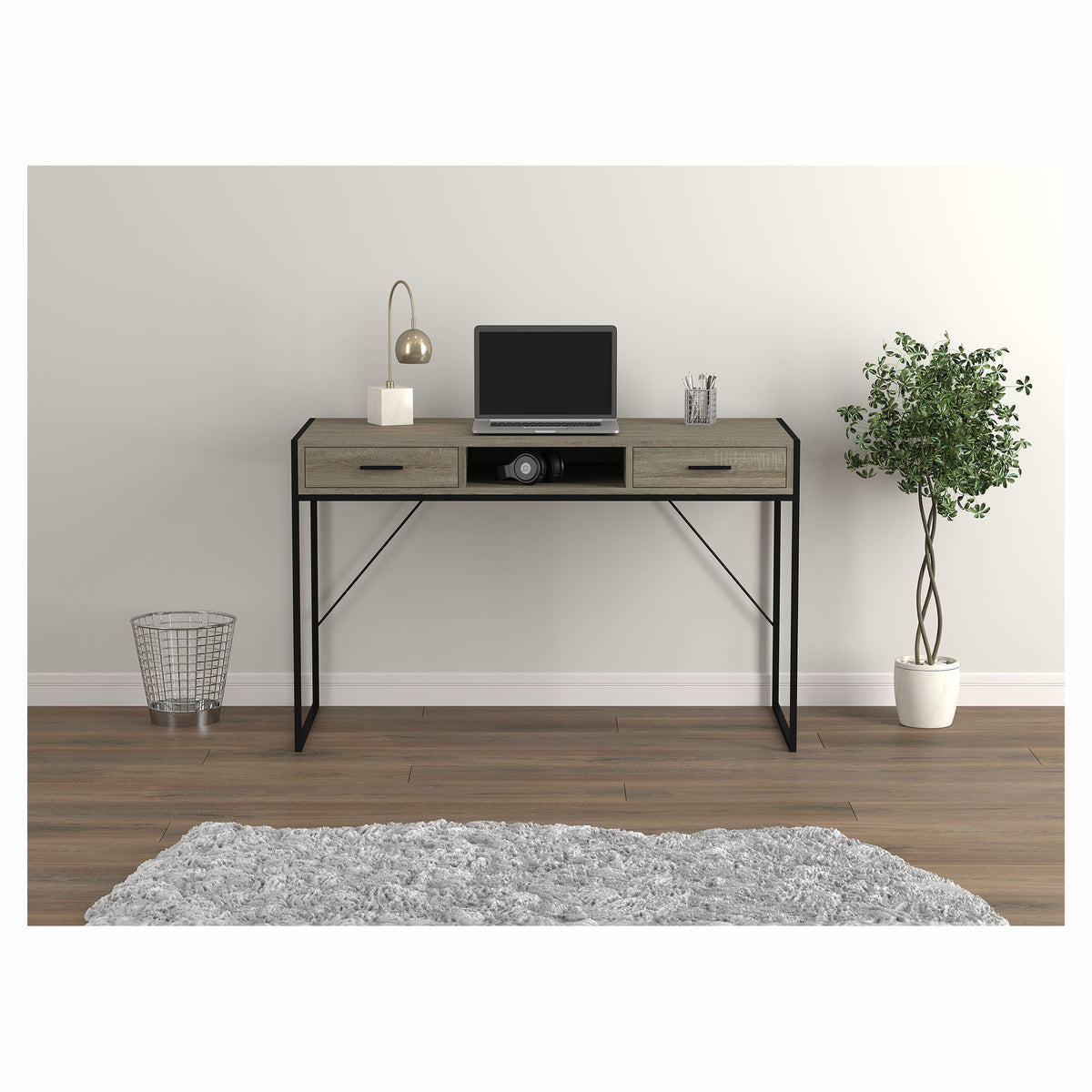 Bureau de travail avec 2 tiroirs et 1 étagère, 48" x 22" x 30"