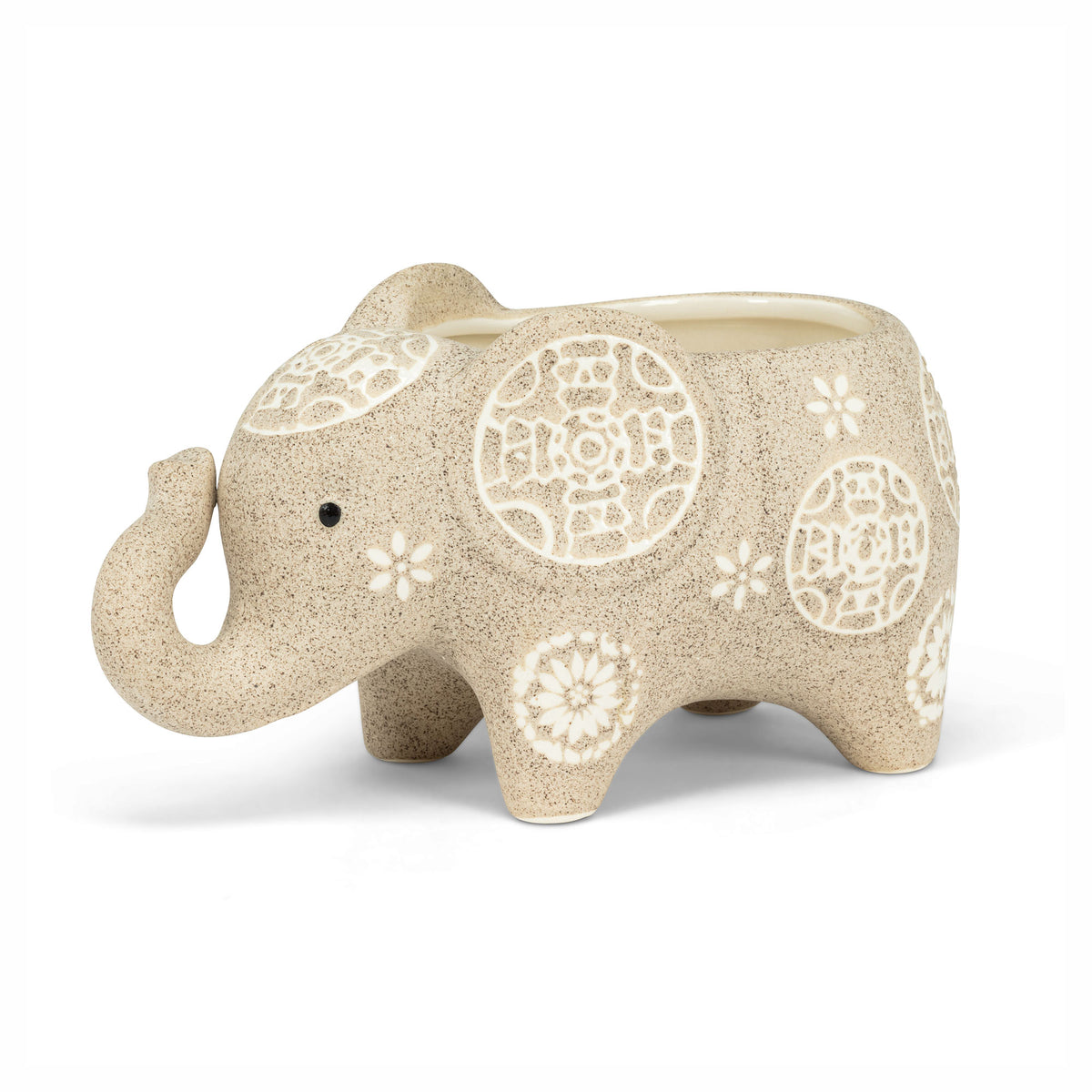 Cache-pot en forme d’éléphant beige, 6-1/2"