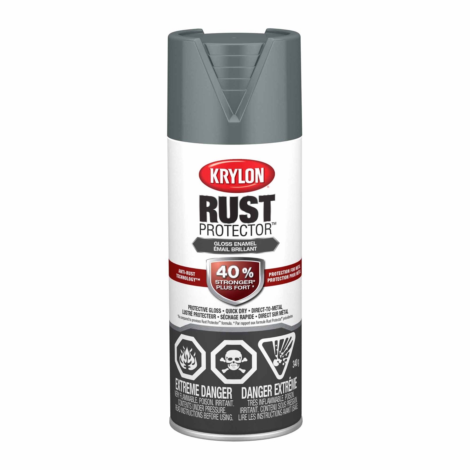 Krylon Rust Protector aérosol émail brillant gris fumée, 340 g