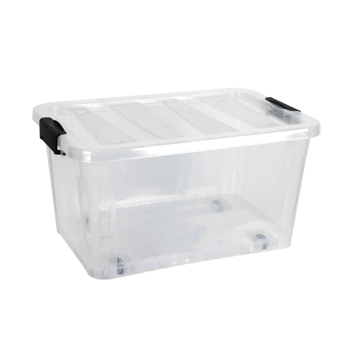 Bac de rangement transparent et empilable sur roulettes, 62 L 