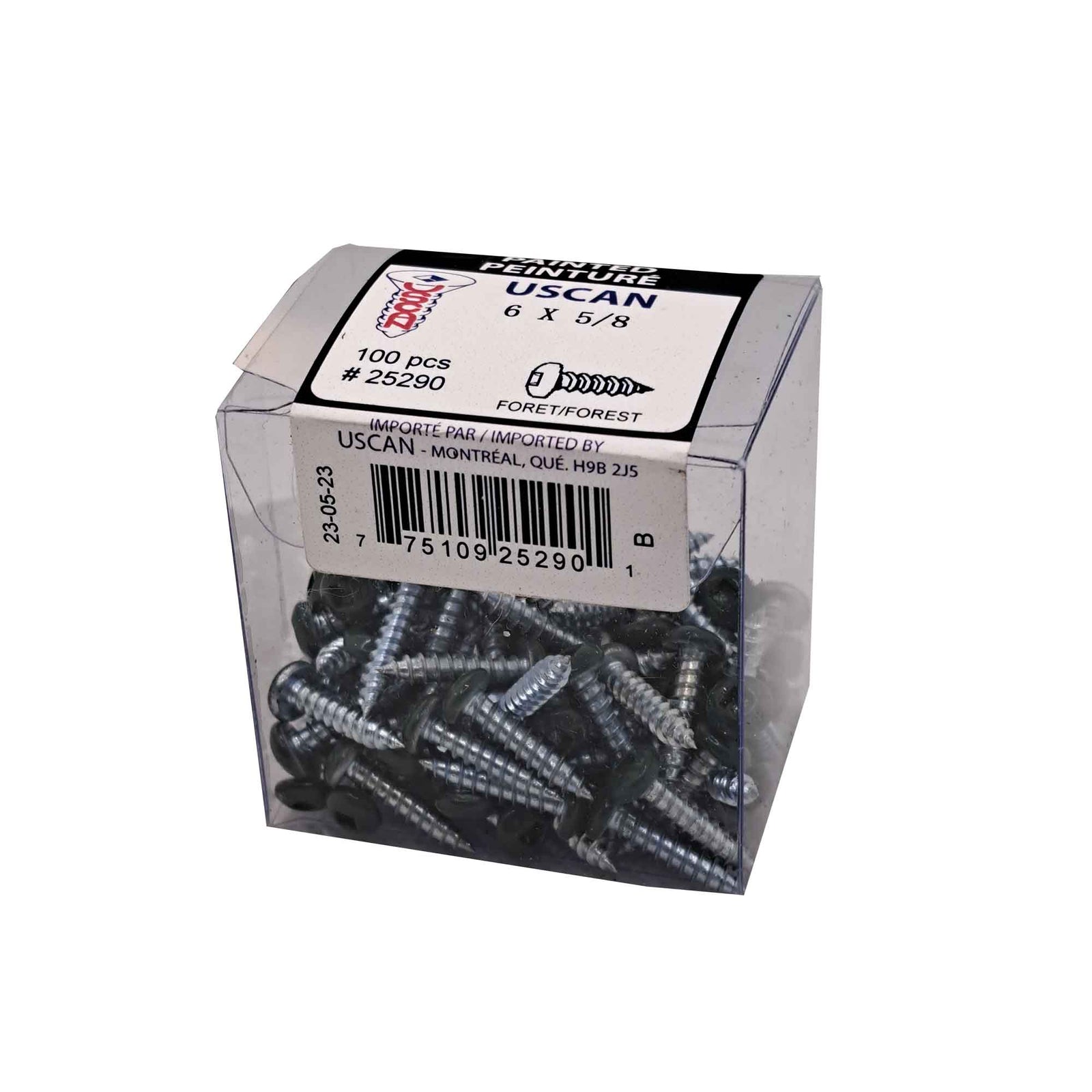 Vis pour soffite à tête de couleur vert forêt, #6 x 5/8" (100 unités)