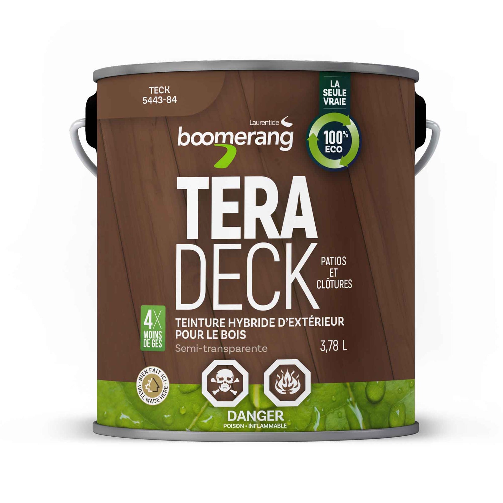 Teinture hybride d’extérieur pour le bois Tera Deck semi-transparent teck, 3,78 L