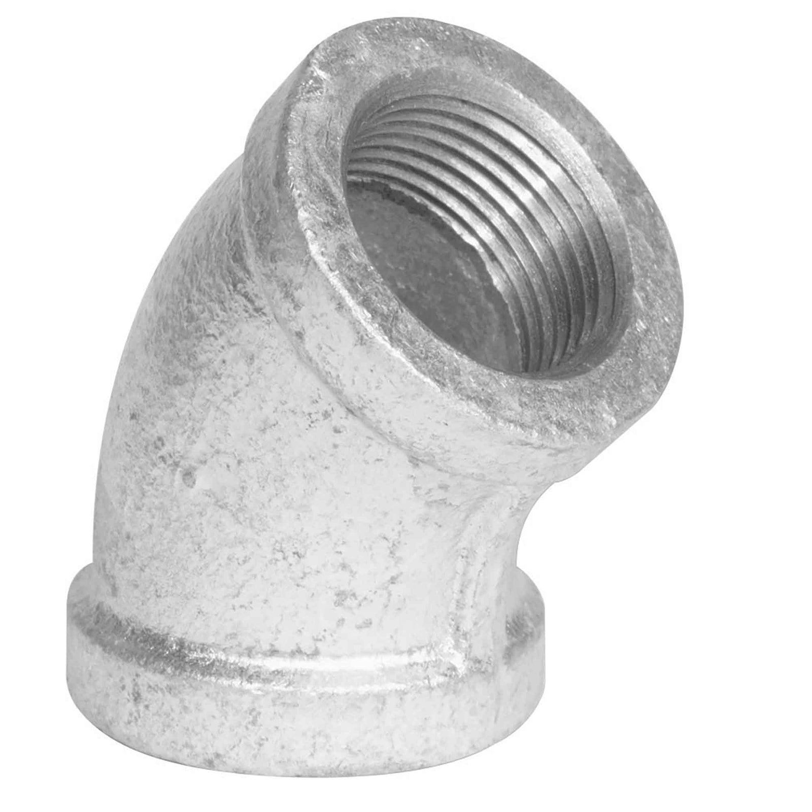 Raccord en coude de 45° en fonte galvanisée, 1" x 1"