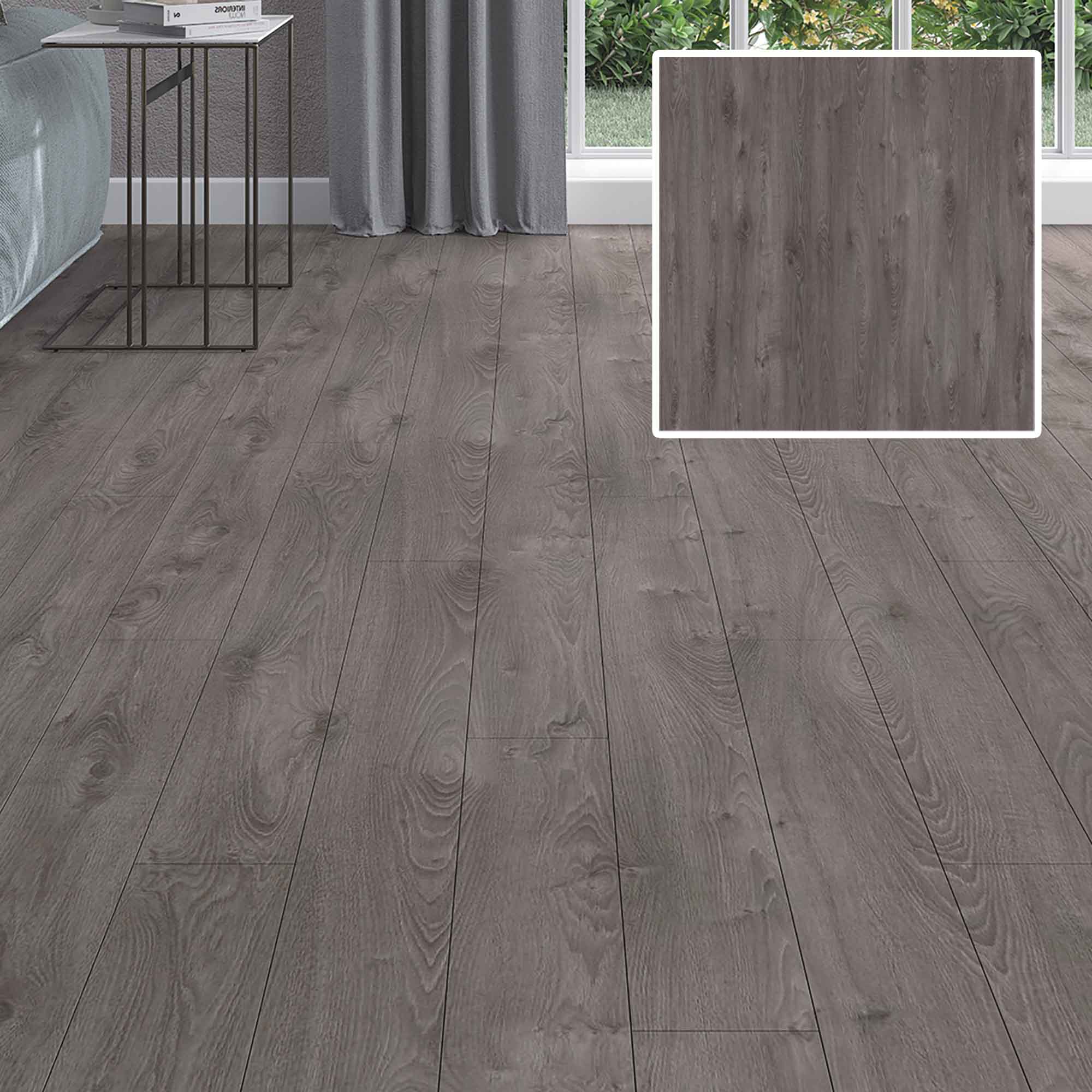 Plancher laminé Colorado AC4 gris foncé, 12 mm (14,59 pi2)