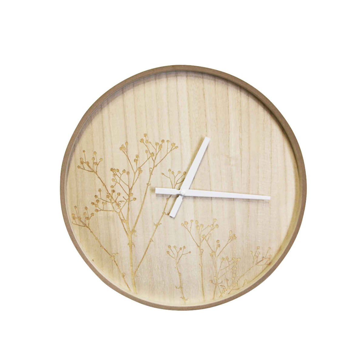 Horloge en bois avec motif floral, 15,7&quot;