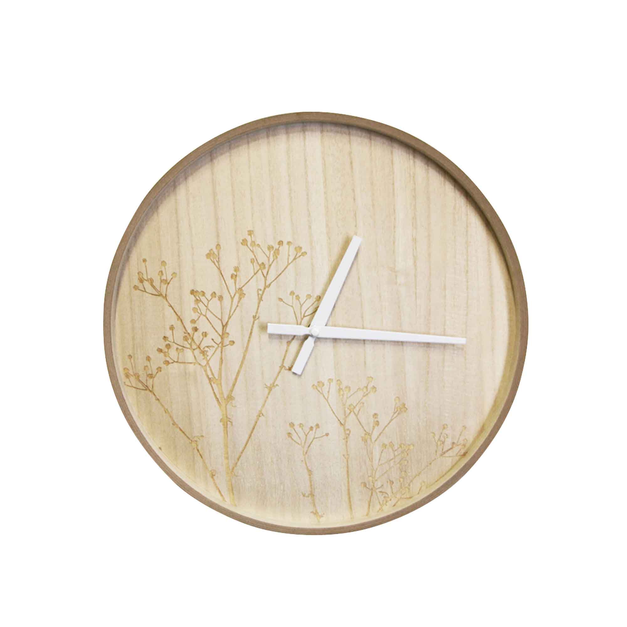 Horloge en bois avec motif floral, 15,7"