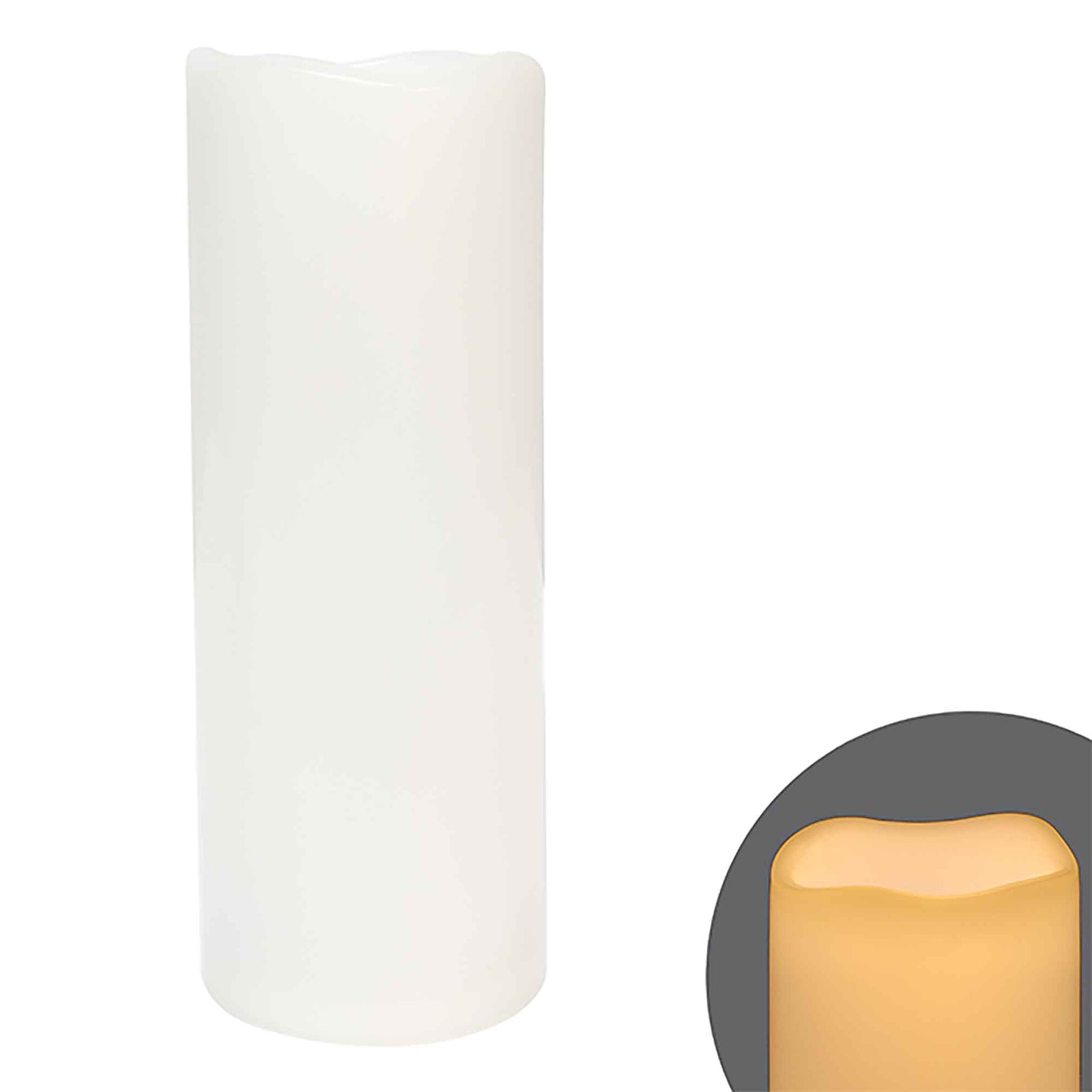 Chandelle blanche à flamme vacillante, 3'' x 8''