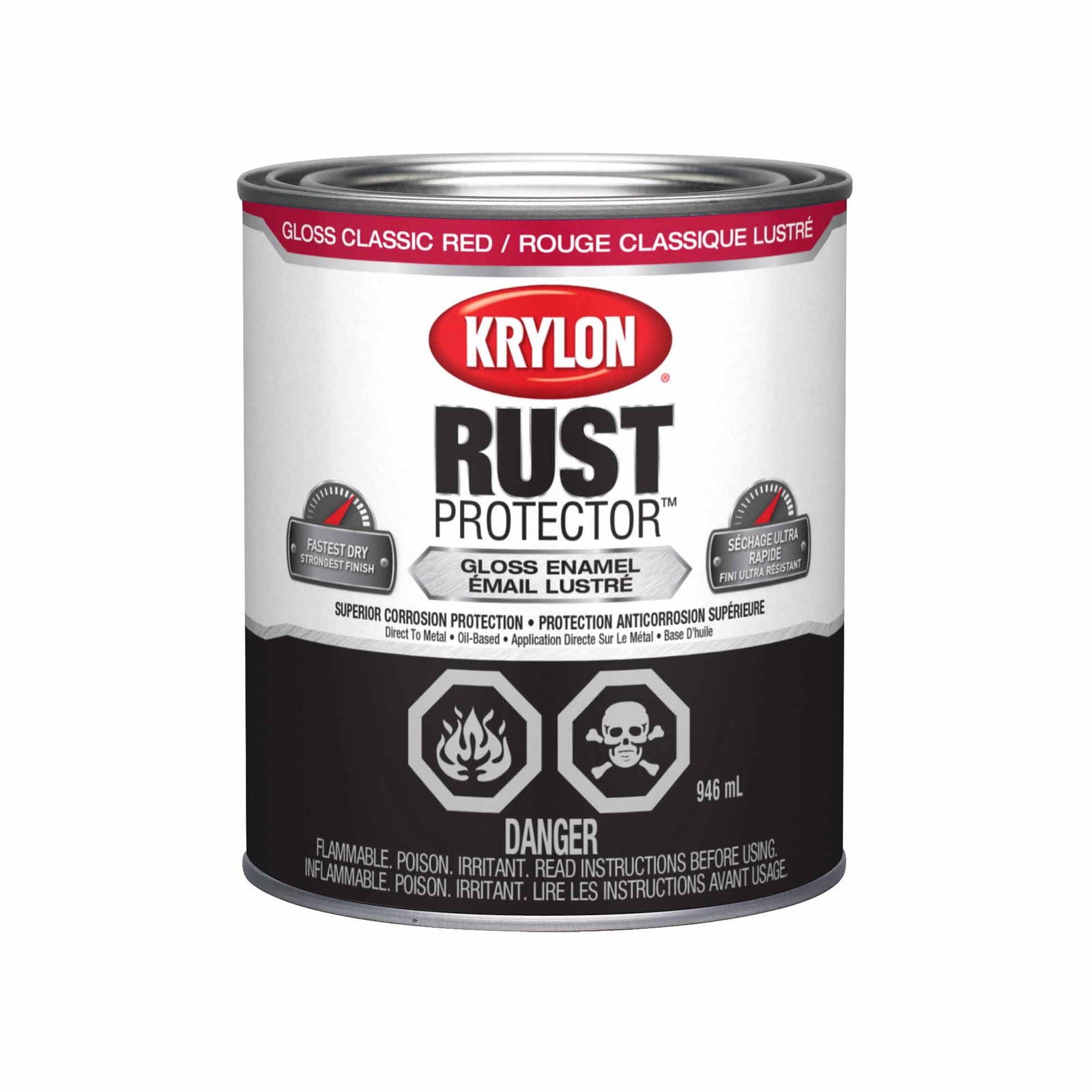 Krylon Rust Protector émail lustré rouge classique, 946 ml
