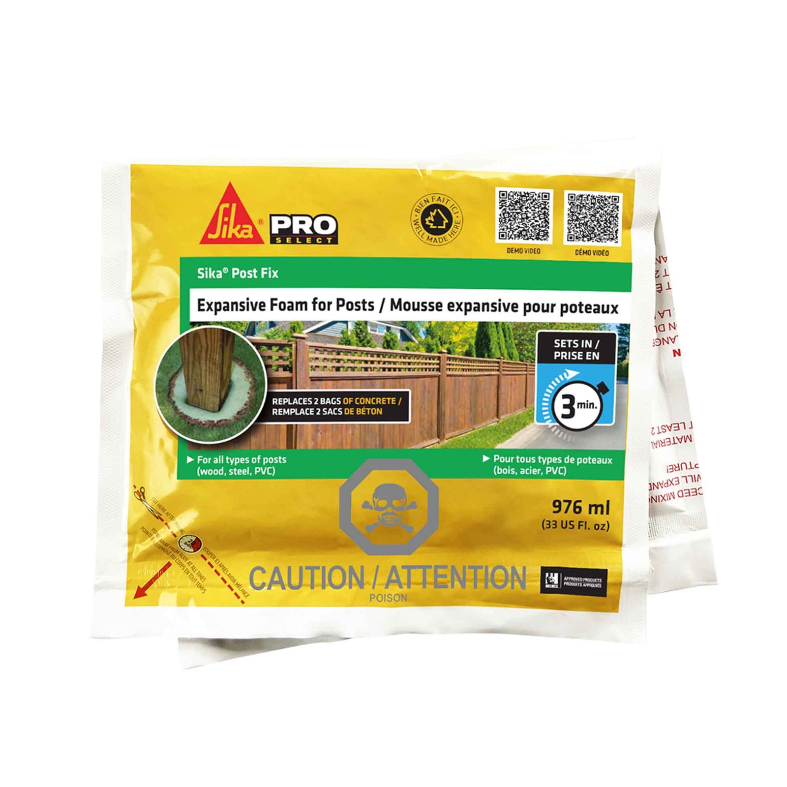 Mousse expansive pour l'installation de poteaux Sika Post Fix, 976 ml