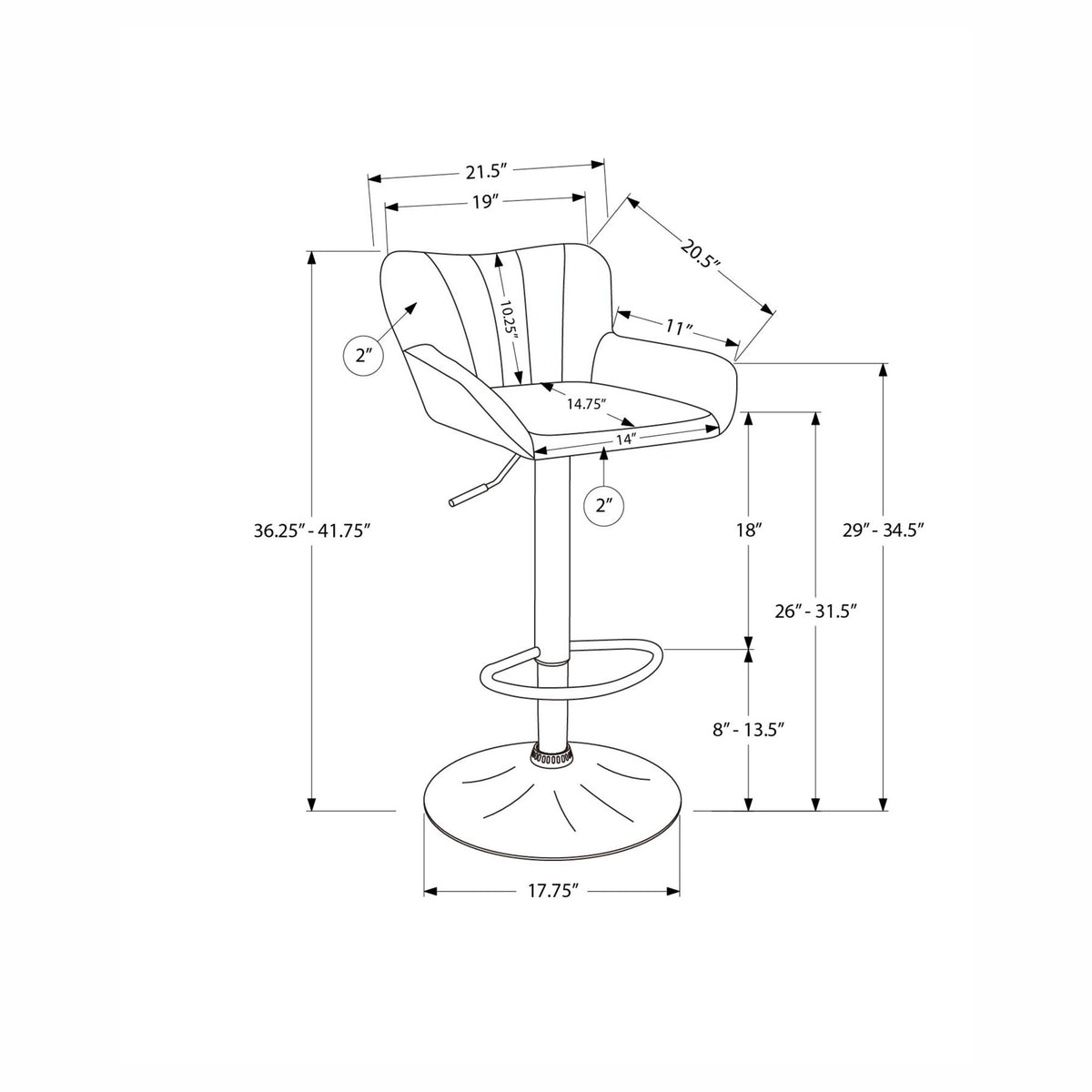 Tabouret avec assise en simili cuir brun et base en métal noir, 2 unités