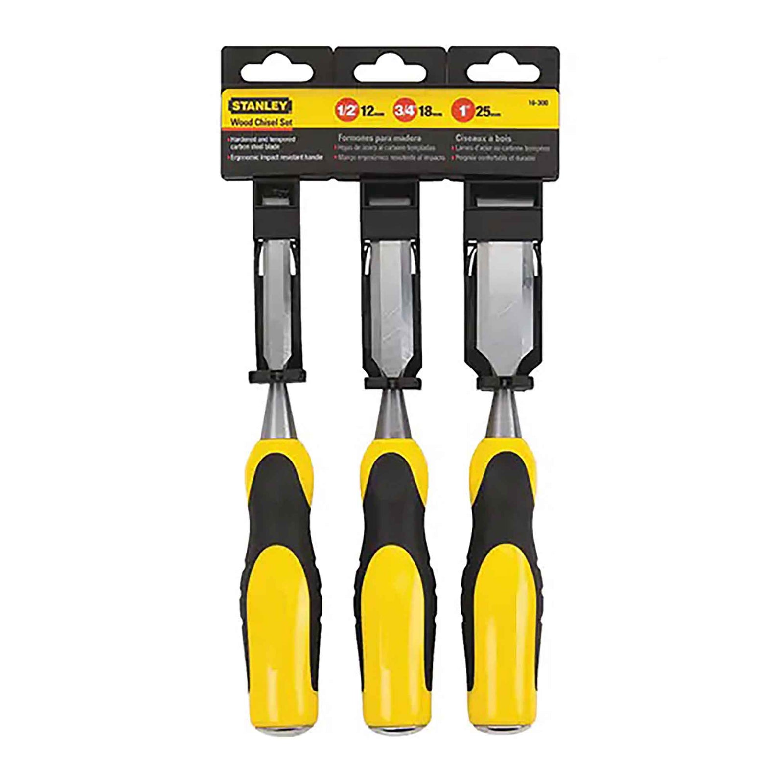 Ensemble de ciseaux à bois Stanley avec protecteur de lame, 3 unités 