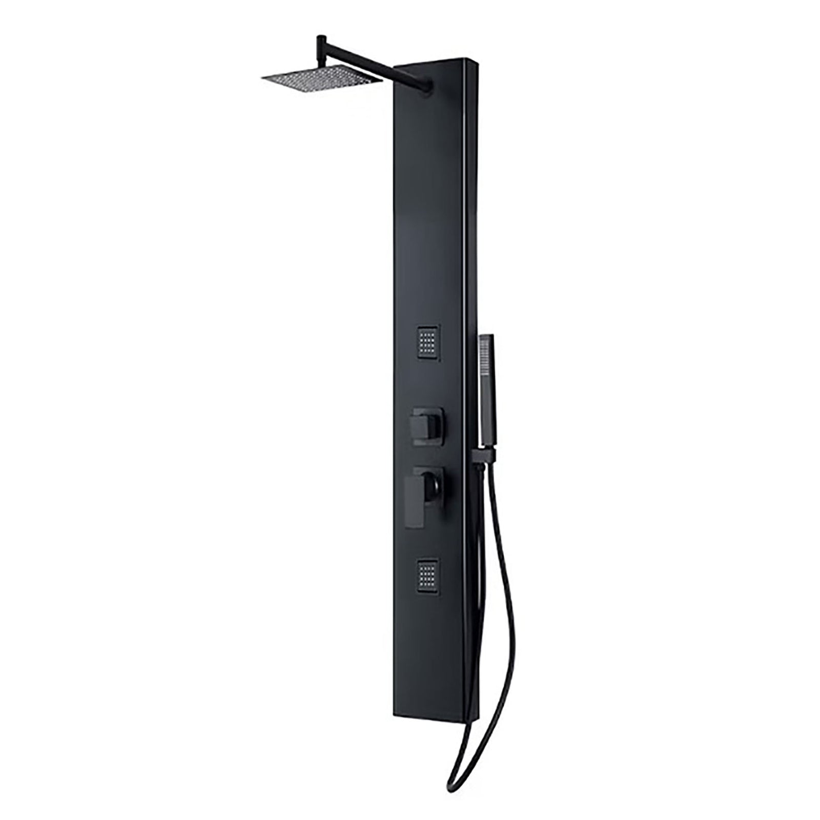 Colonne de douche noir mat en acier inoxydable, 18,35'' x 7,08" x 57,08"