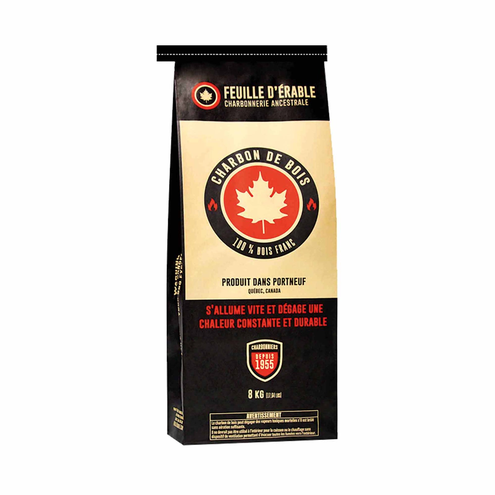 Charbon de bois 100 % bois-franc, 8 kg