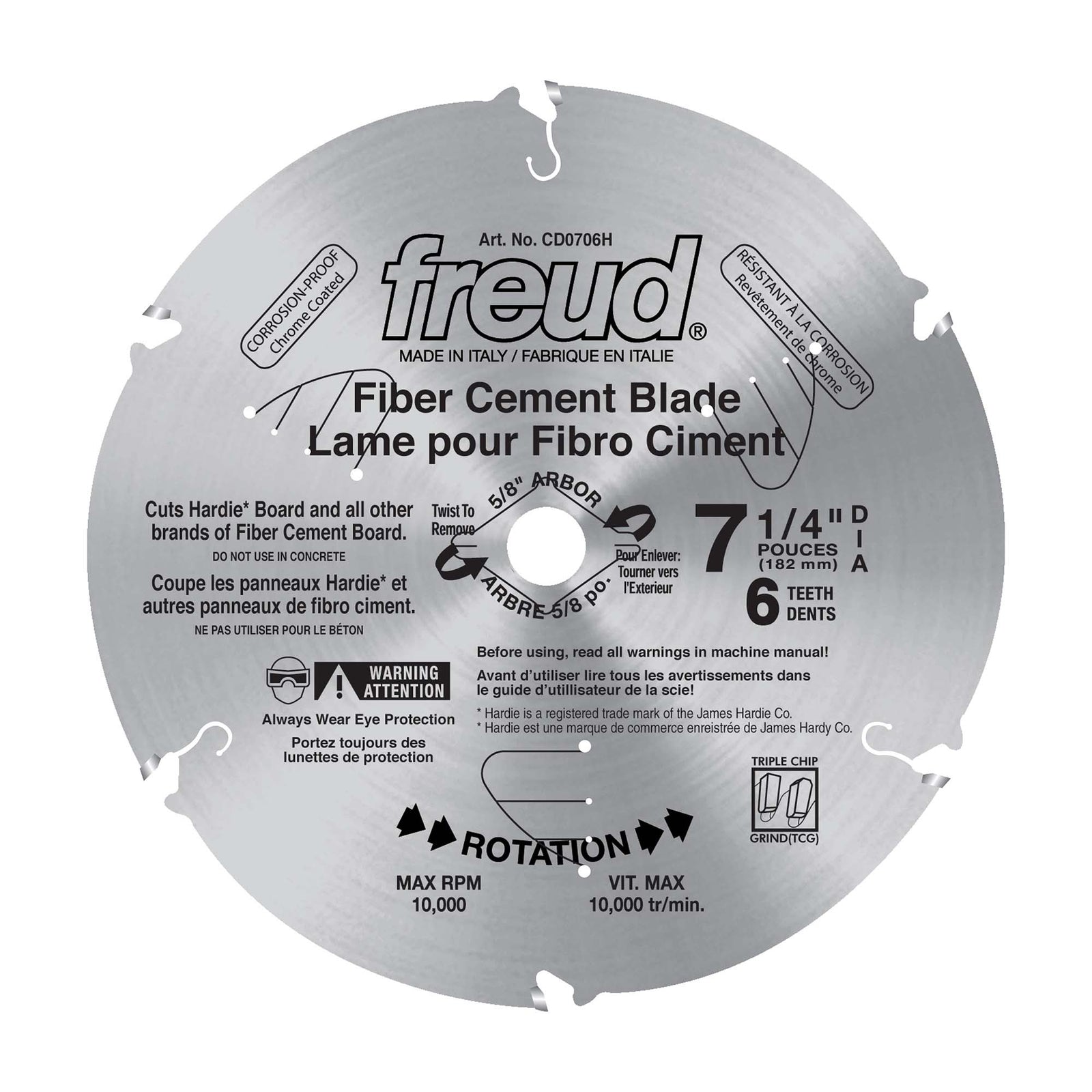 Lame Diablo en carbure pour fibrociment de7-1/4" et 6 dents