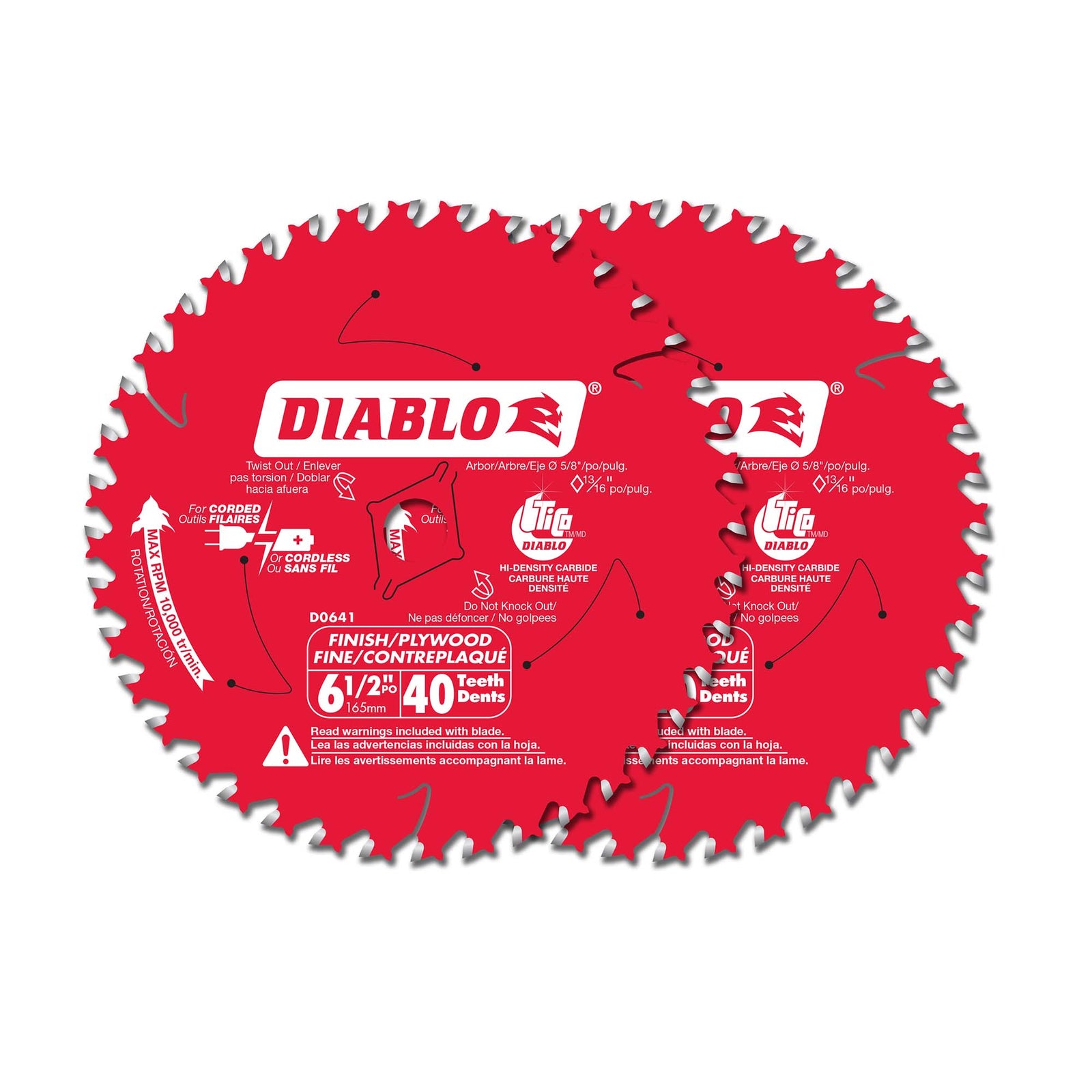 Lame de finition Diablo de 6-1/2" à 40 dents, paquet de 2