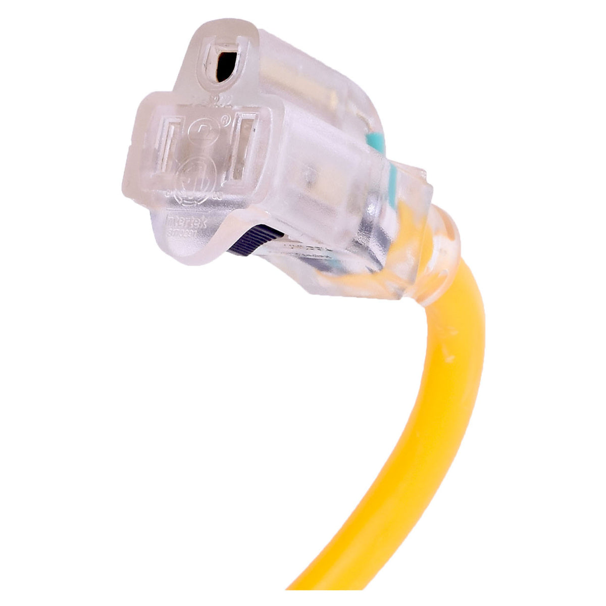 Rallonge électrique d'extérieure SJTW 12/3 avec éclairage et prise unique, 33' (jaune)