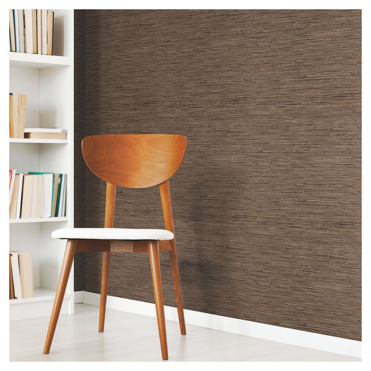 Papier peint adhésif à imitation de fibre végétale, 20,5" x 16,5' (marron)