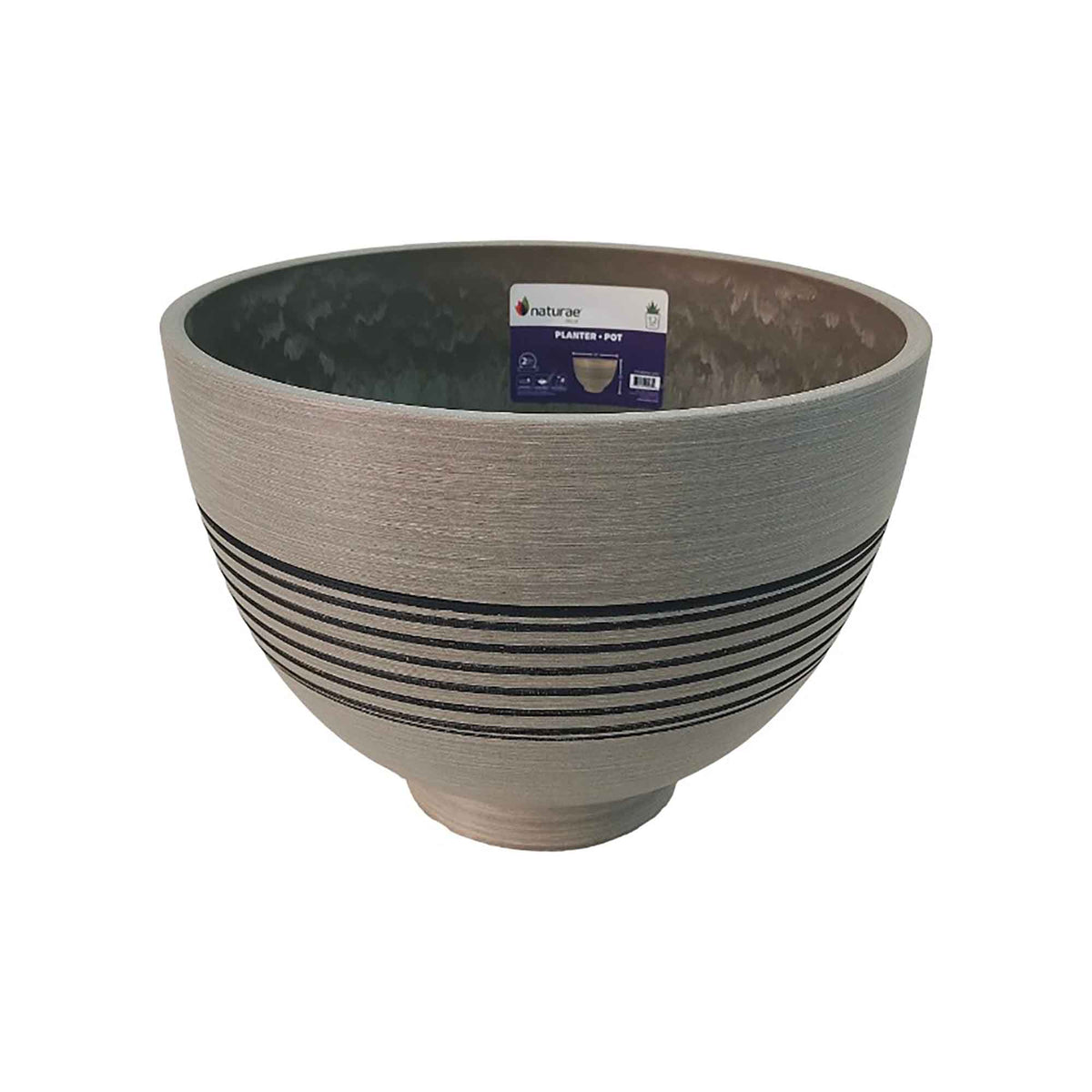 Pot rond brun au fini pierre, 8" x 11''