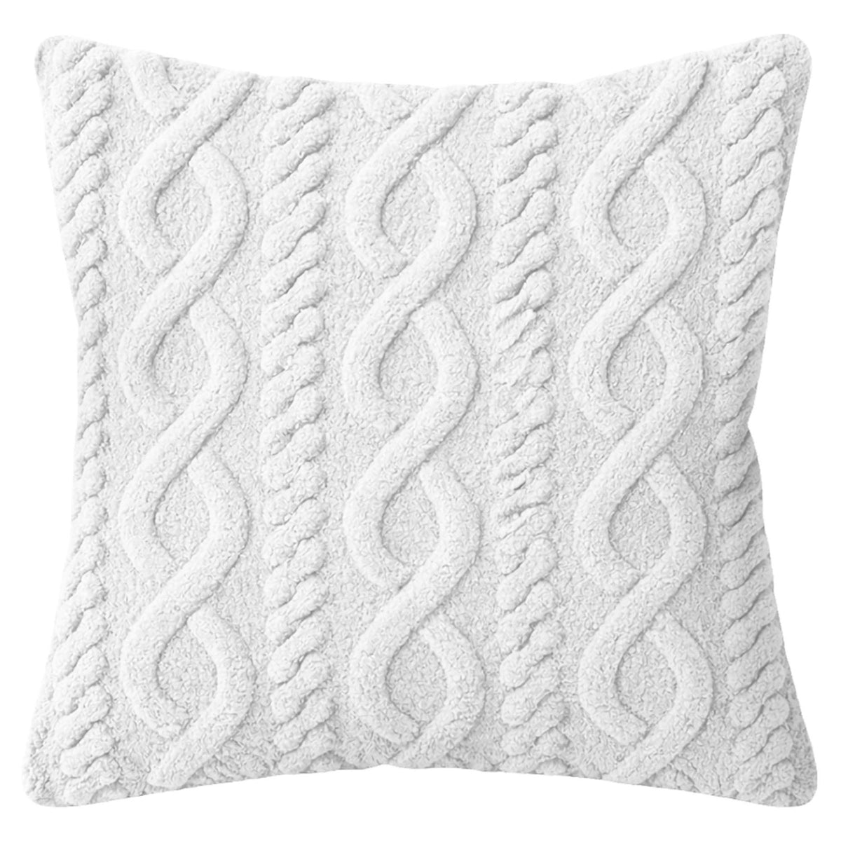 Coussin en tricot torsadé, blanc (17" x 17")